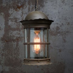 Dutch Arts & Crafts Brass Pendant Light with Clear Glass, Early 1900s
