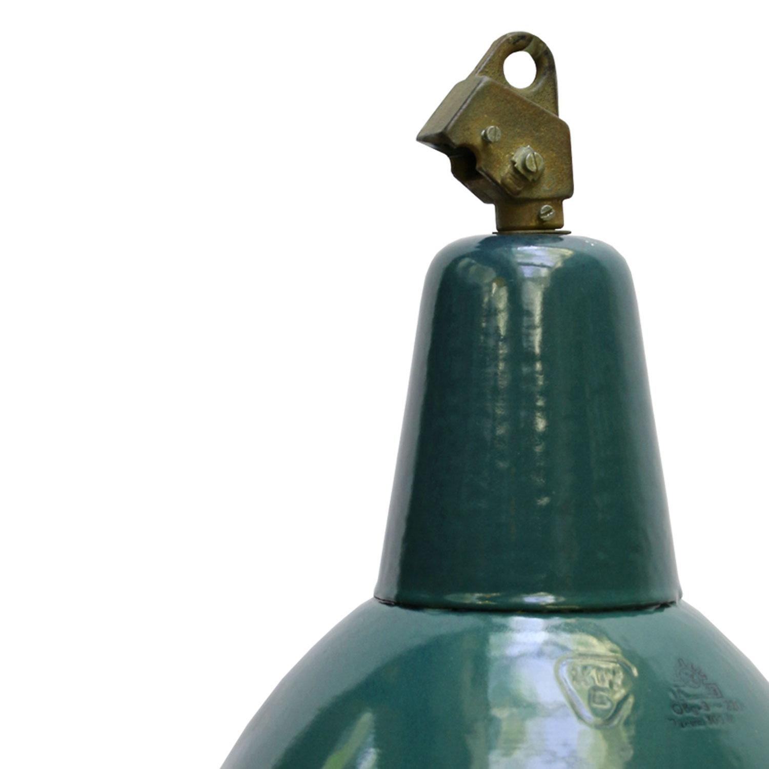 Hungarian Petrol Enamel Vintage Industrial Hanging Light (2x)