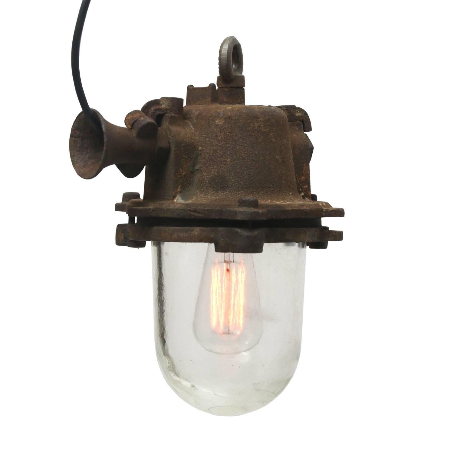 20th Century Vintage Industrial Caged Lamp Rusty