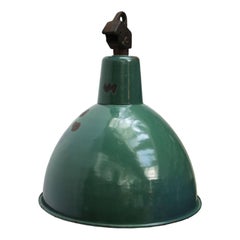 Vintage Petrol Enamel Industrial Hanging Light Pendant