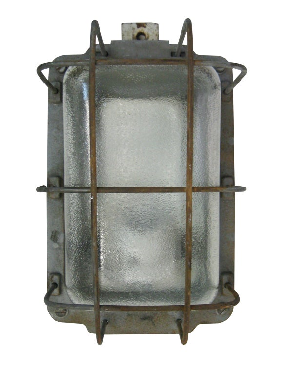 Polish Cast Iron Vintage Indsutrial Wall Lamp Scone Holophane Glass (10x)