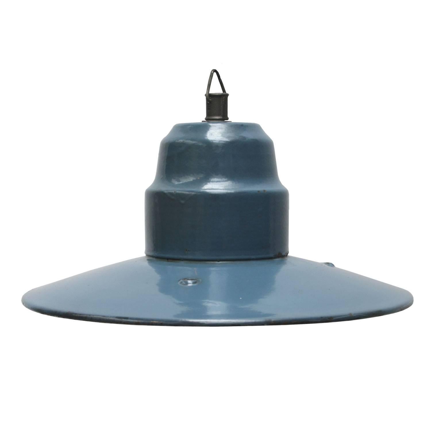 Blue Enamel Vintage Industrial Factory Hanging Light Pendant