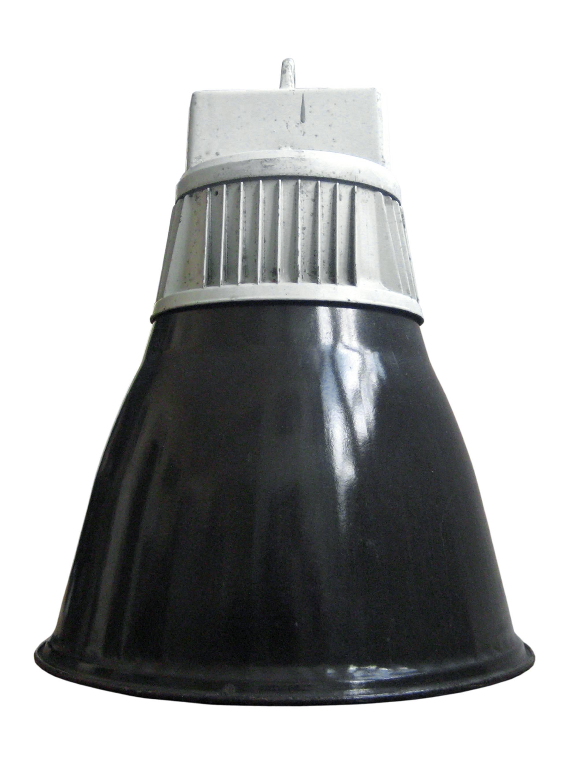 Industrial hanging lamp. Black enamel shade with gray cast aluminium top.

Weight: 5.0 kg / 11 lb

Priced per individual item. All lamps have been made suitable by international standards for incandescent light bulbs, energy-efficient and LED bulbs.