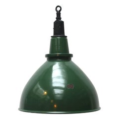 Green Enamel British Vintage Industrial Pendant Light