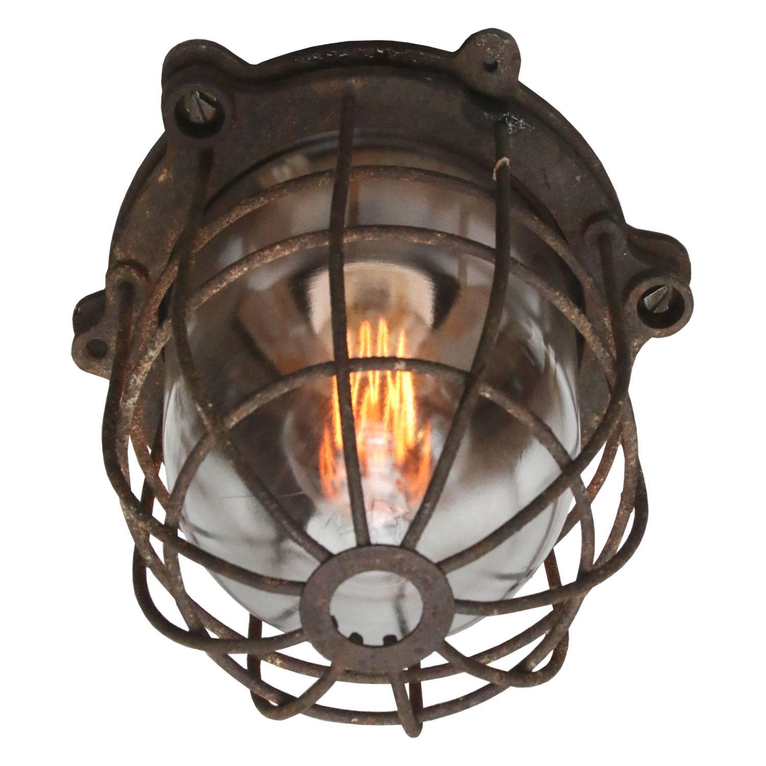 Czech Cage Lamp Rust Vintage Industrial 