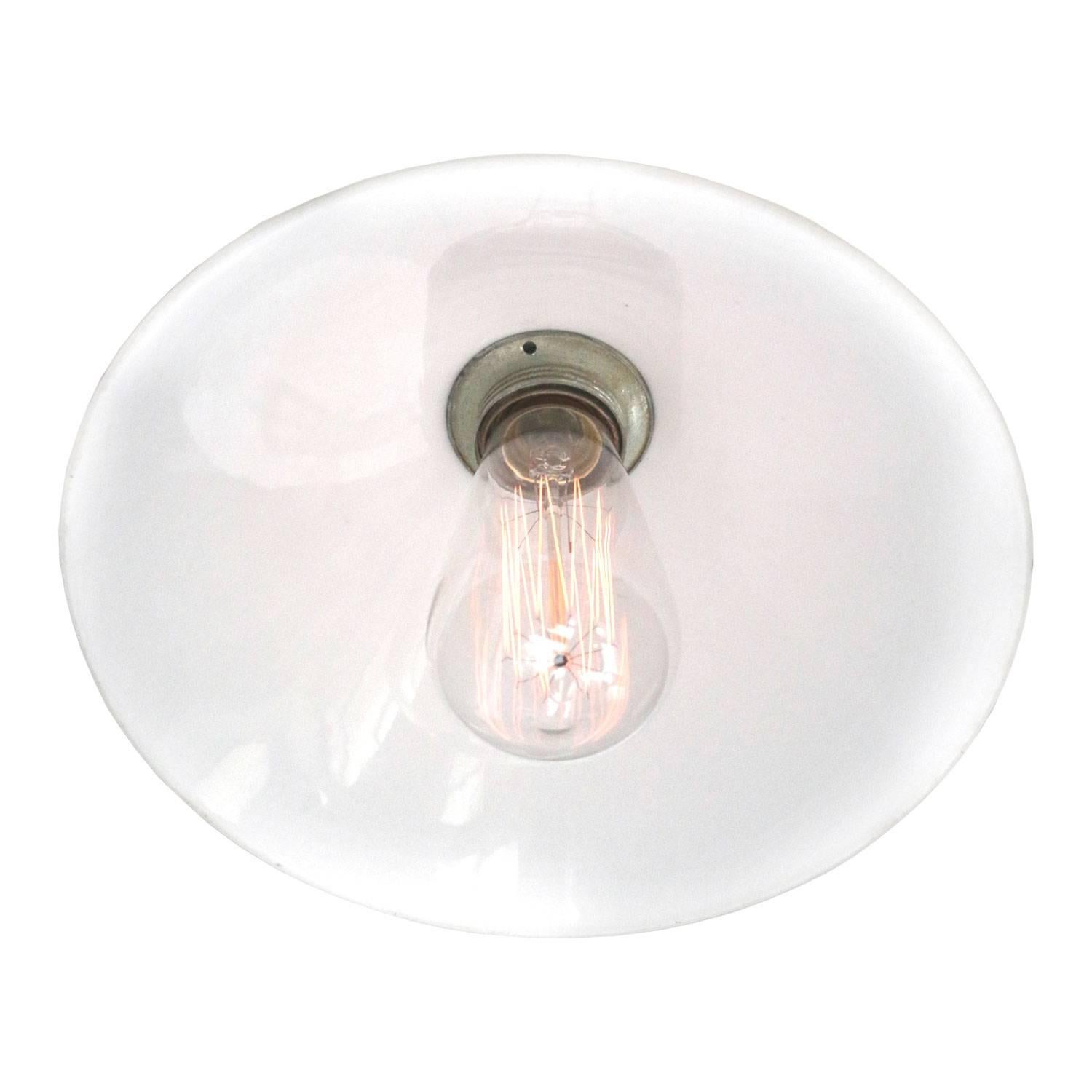 Industrial White French Opaline Glass Shade Pendants