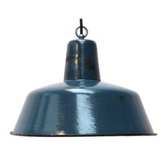 Blue Enamel Vintage Industrial Pendant Lamp