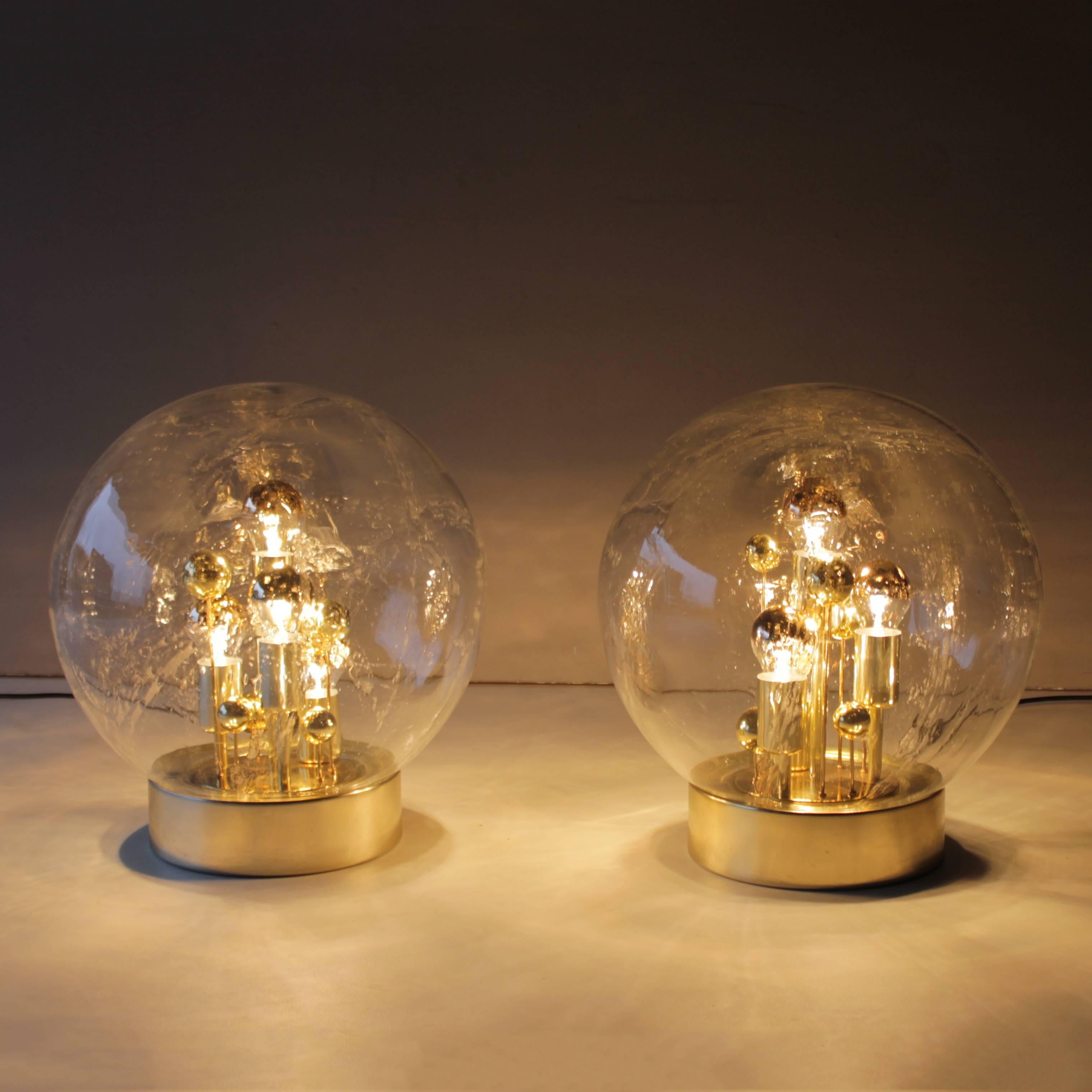 Mid-Century Modern Pair of Doria Gold Globe Table Lights