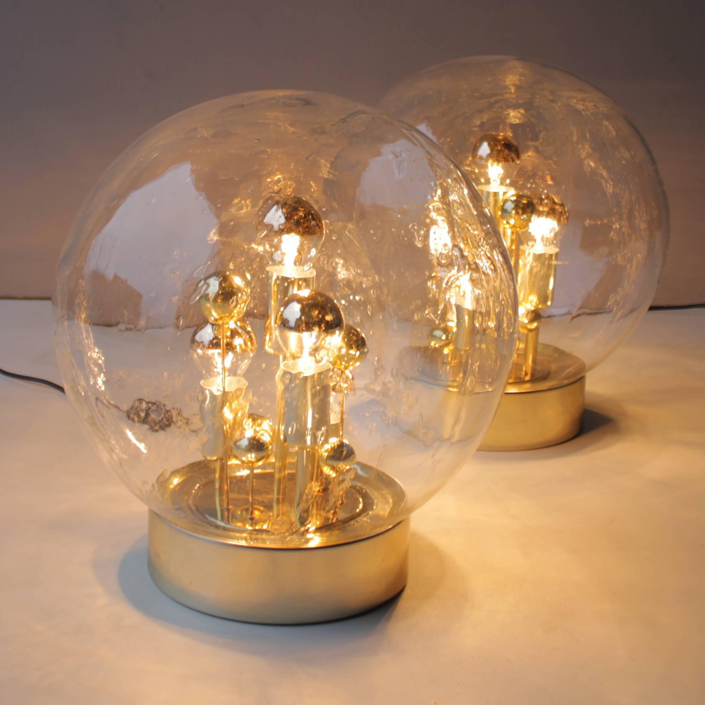 German Pair of Doria Gold Globe Table Lights