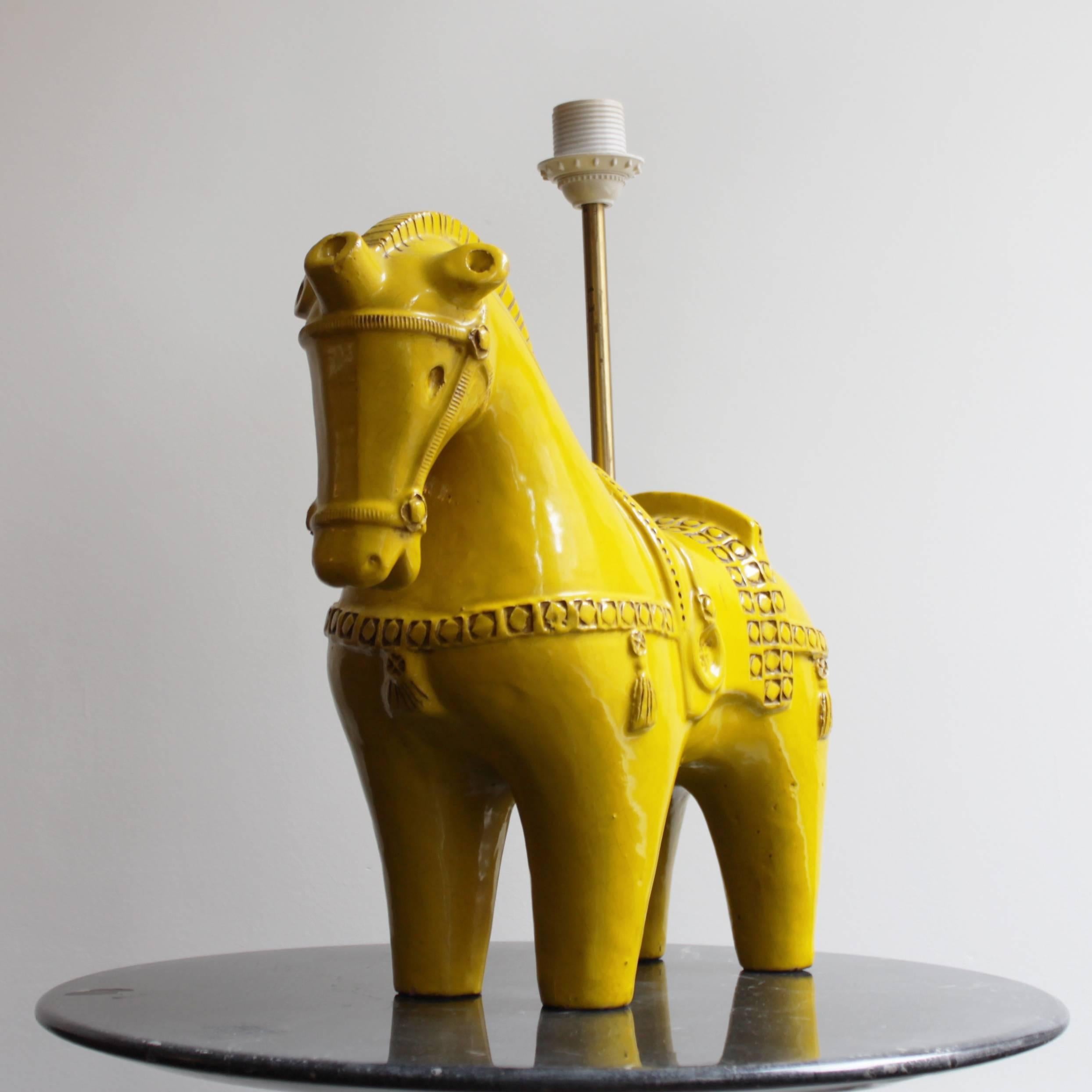 Laiton Lampe à cheval par Aldo Londi pour Bitossi:: Italie