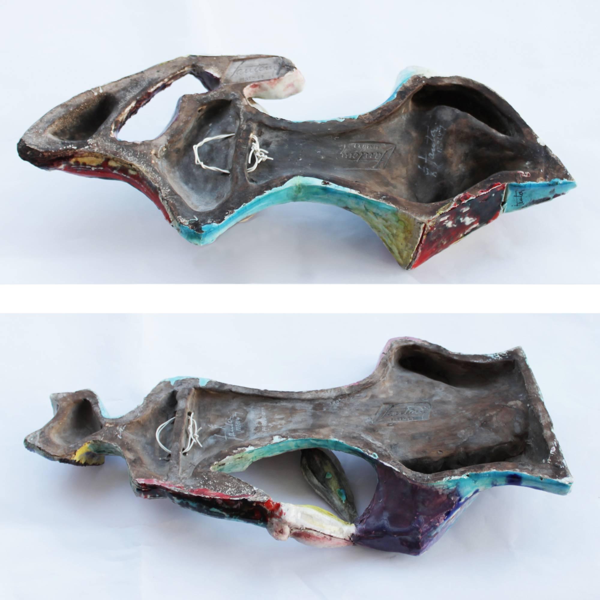 Earthenware Pair of Early Cubist Wall Sculptures by Marcello Fantoni