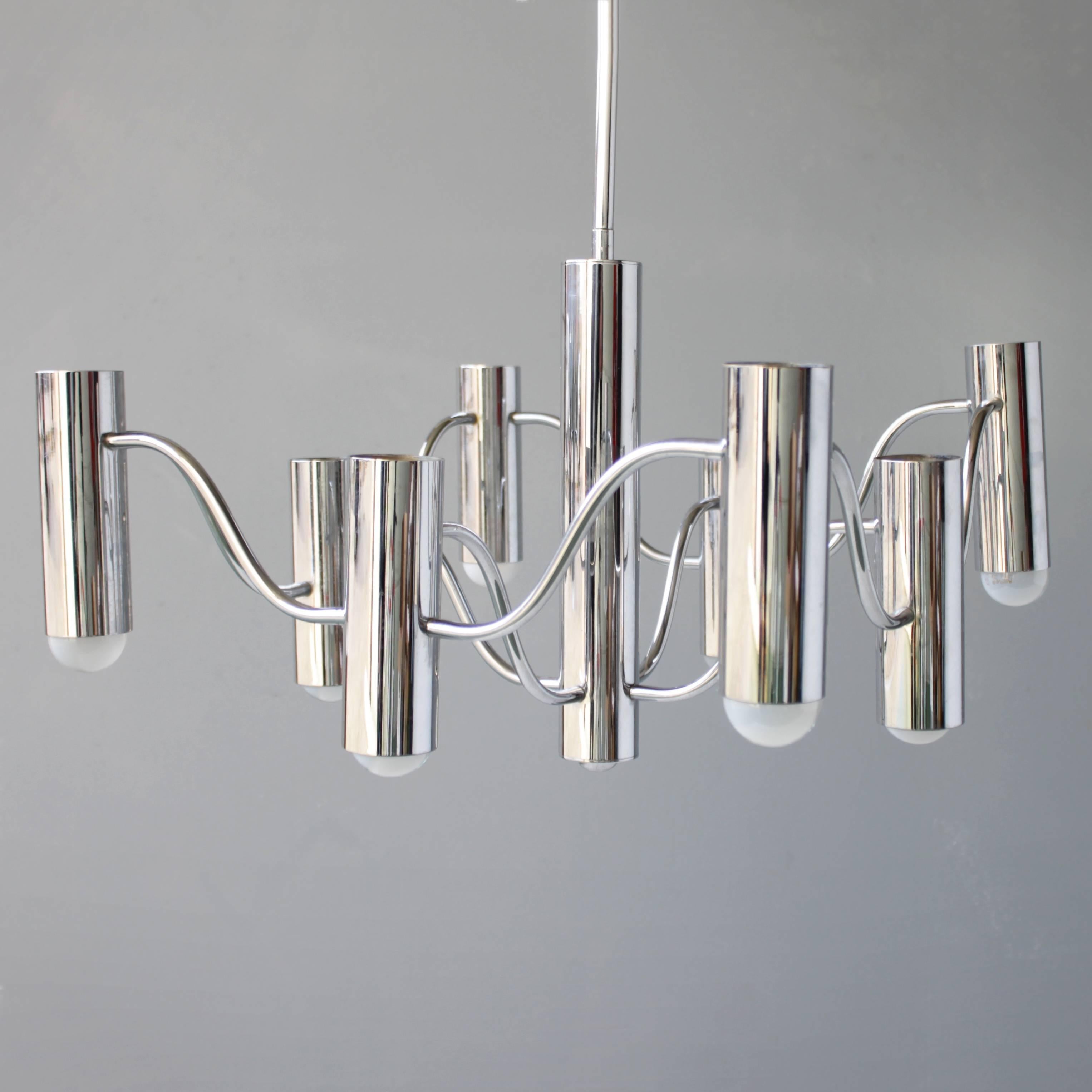 Late 20th Century Chrome Chandelier by Sciolari for Boulanger For Sale