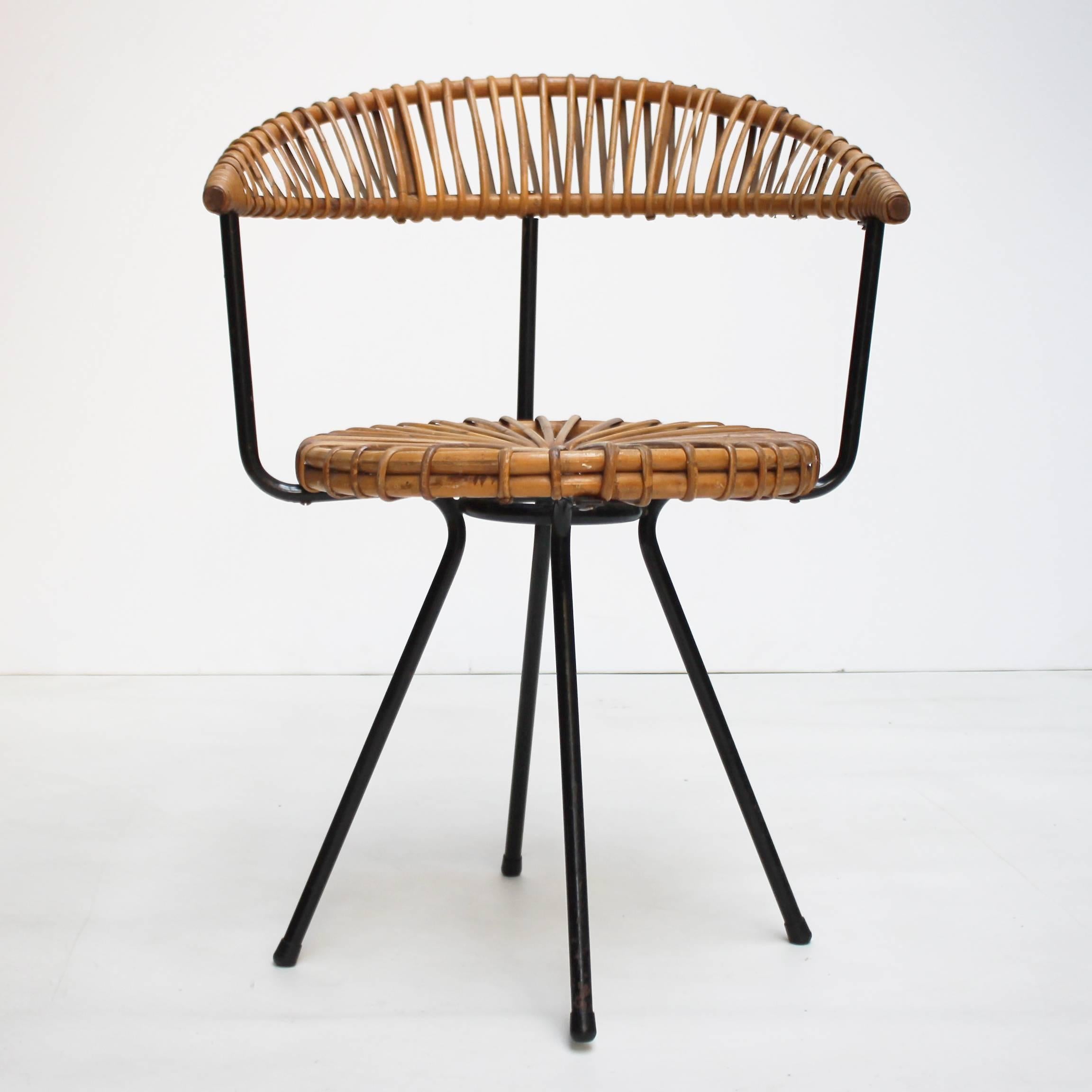Mid-Century Modern Rattan Chair by Dirk Van Sliedregt for Rohe Holland