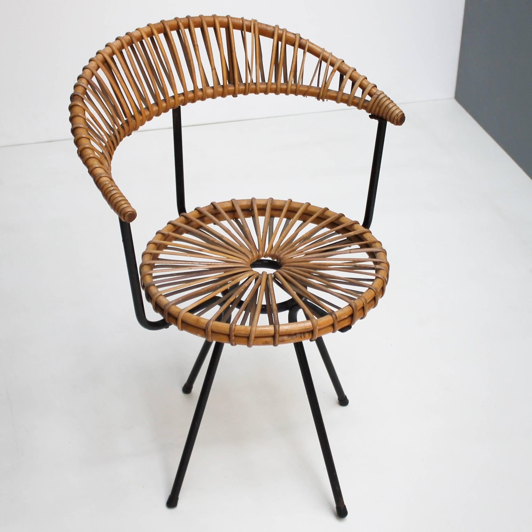 Rattan Chair by Dirk Van Sliedregt for Rohe Holland In Good Condition In JM Haarlem, NL