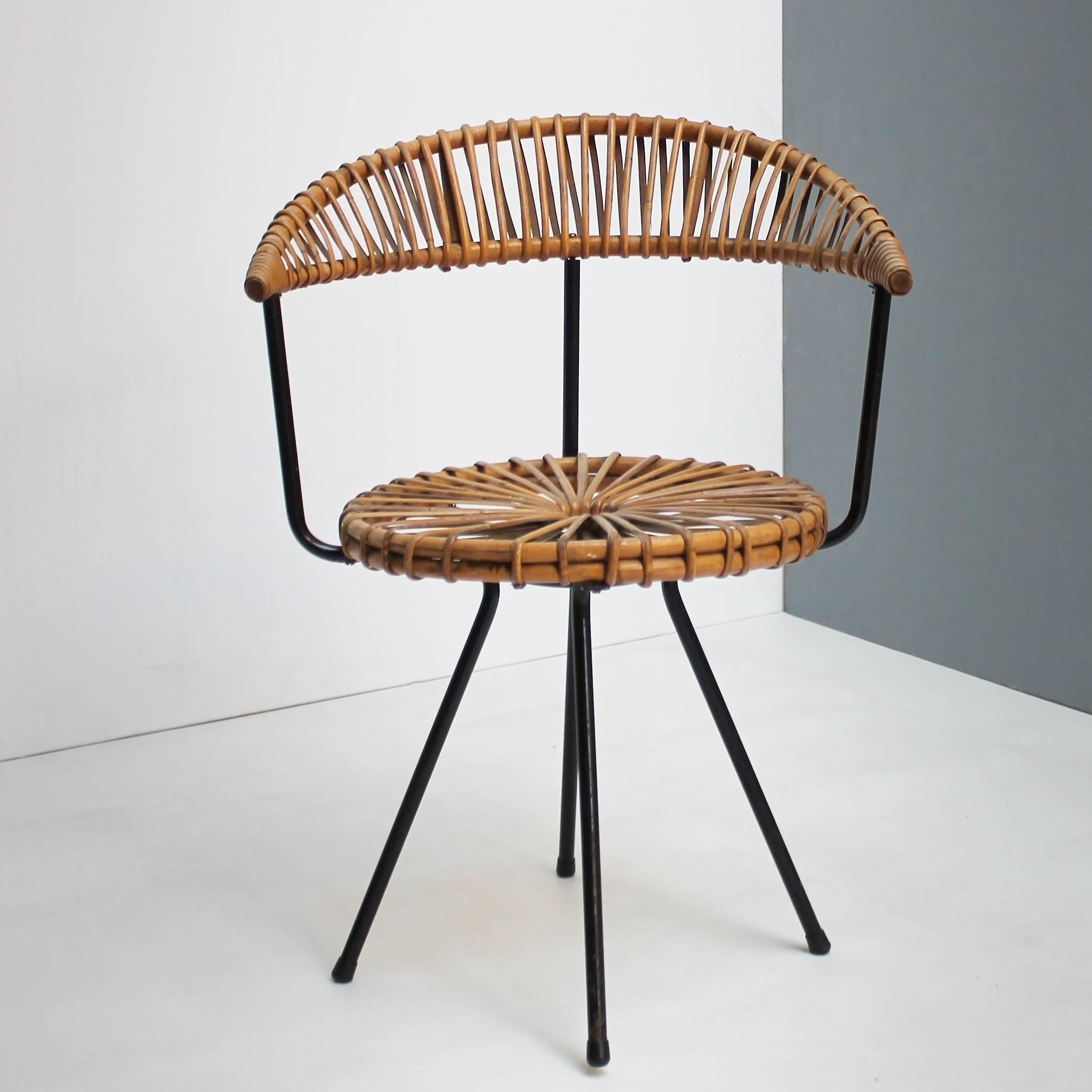Mid-20th Century Rattan Chair by Dirk Van Sliedregt for Rohe Holland