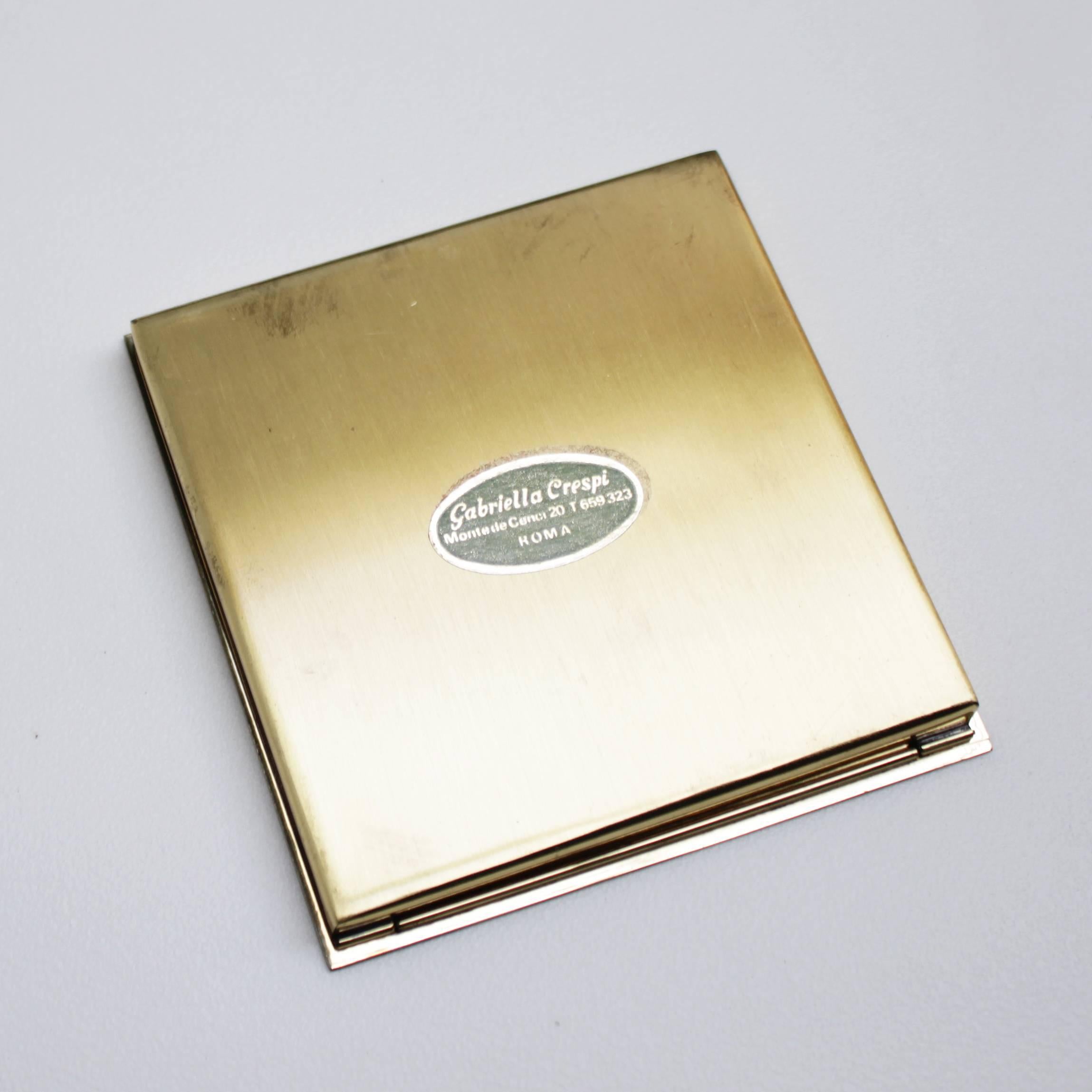 Brass Cigarette Case or Box by Gabriella Crespi, Signed 1