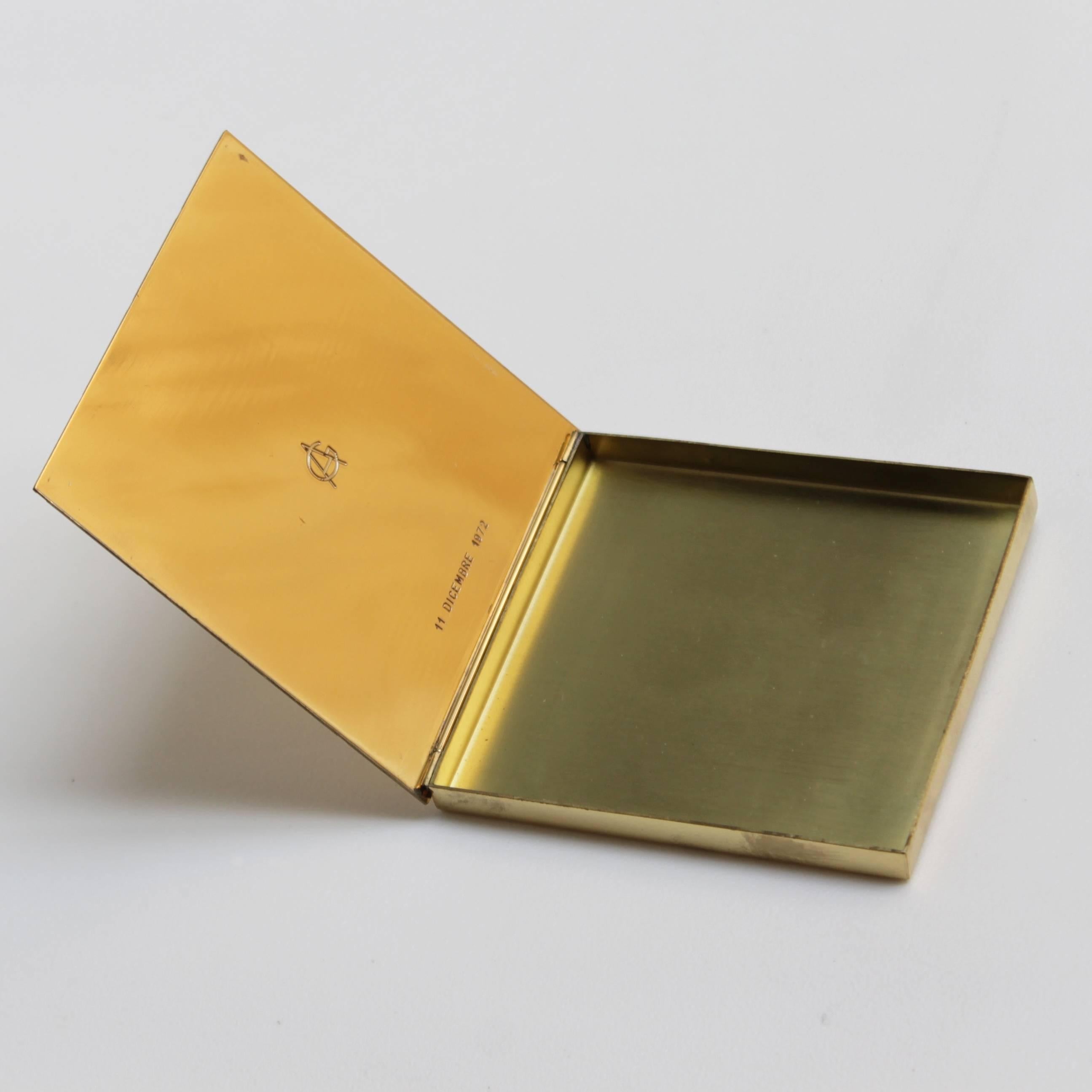 Brass Cigarette Case or Box by Gabriella Crespi, Signed In Excellent Condition In JM Haarlem, NL
