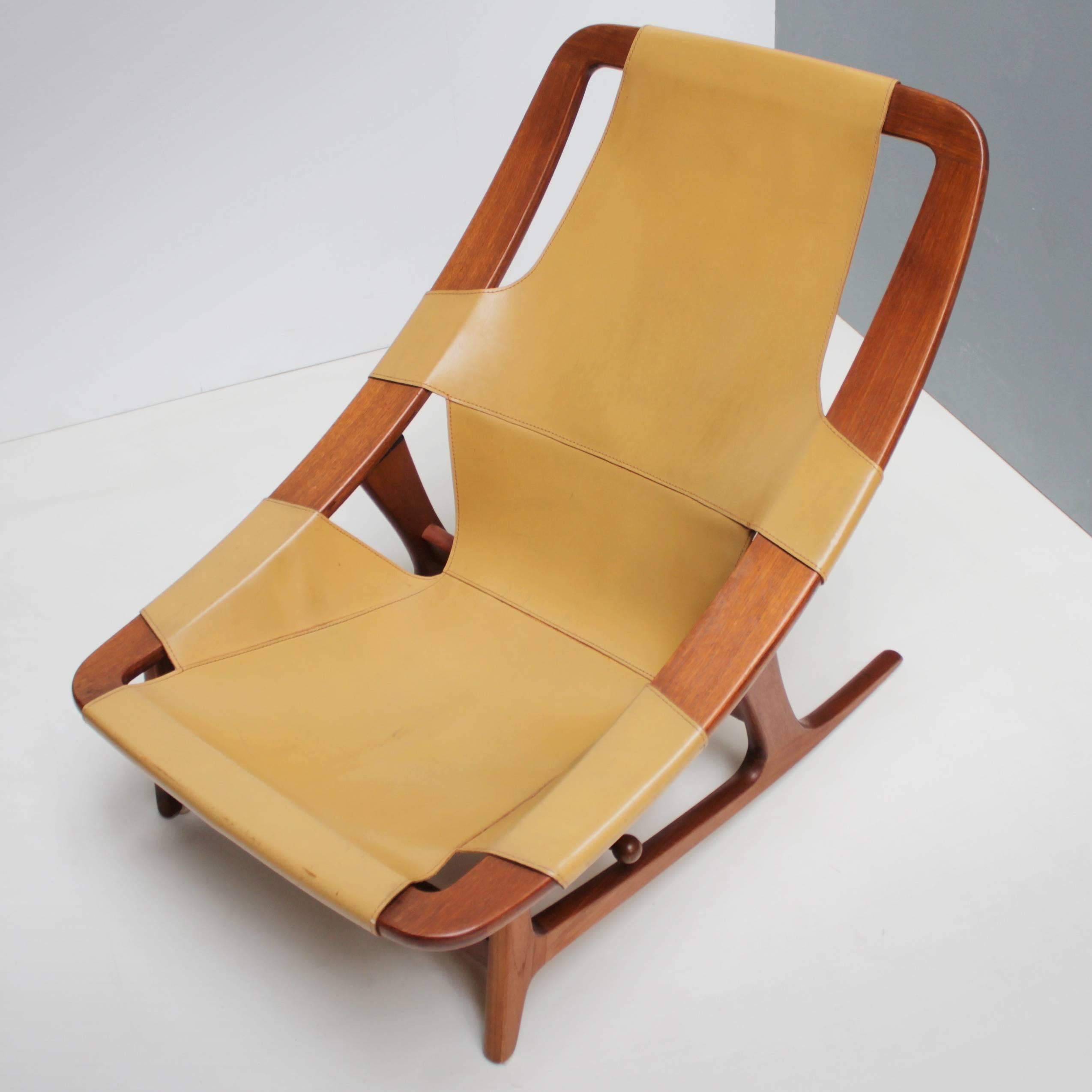 Leather Lounge Chair 'Holmenkollen' by Arne Tidemand Ruud for Norcraft