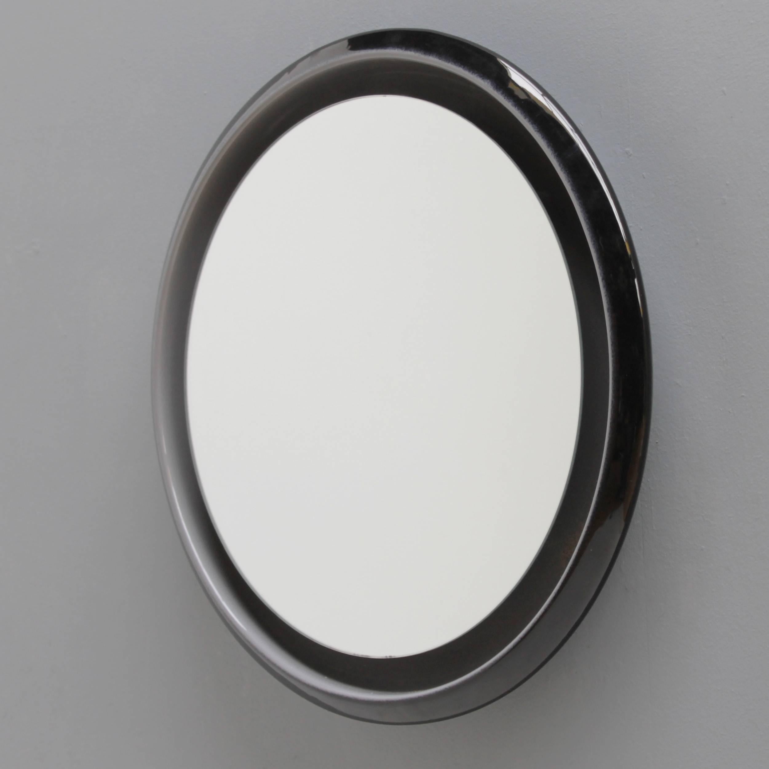 Mid-Century Modern Ceramic Black Backlit Mirror