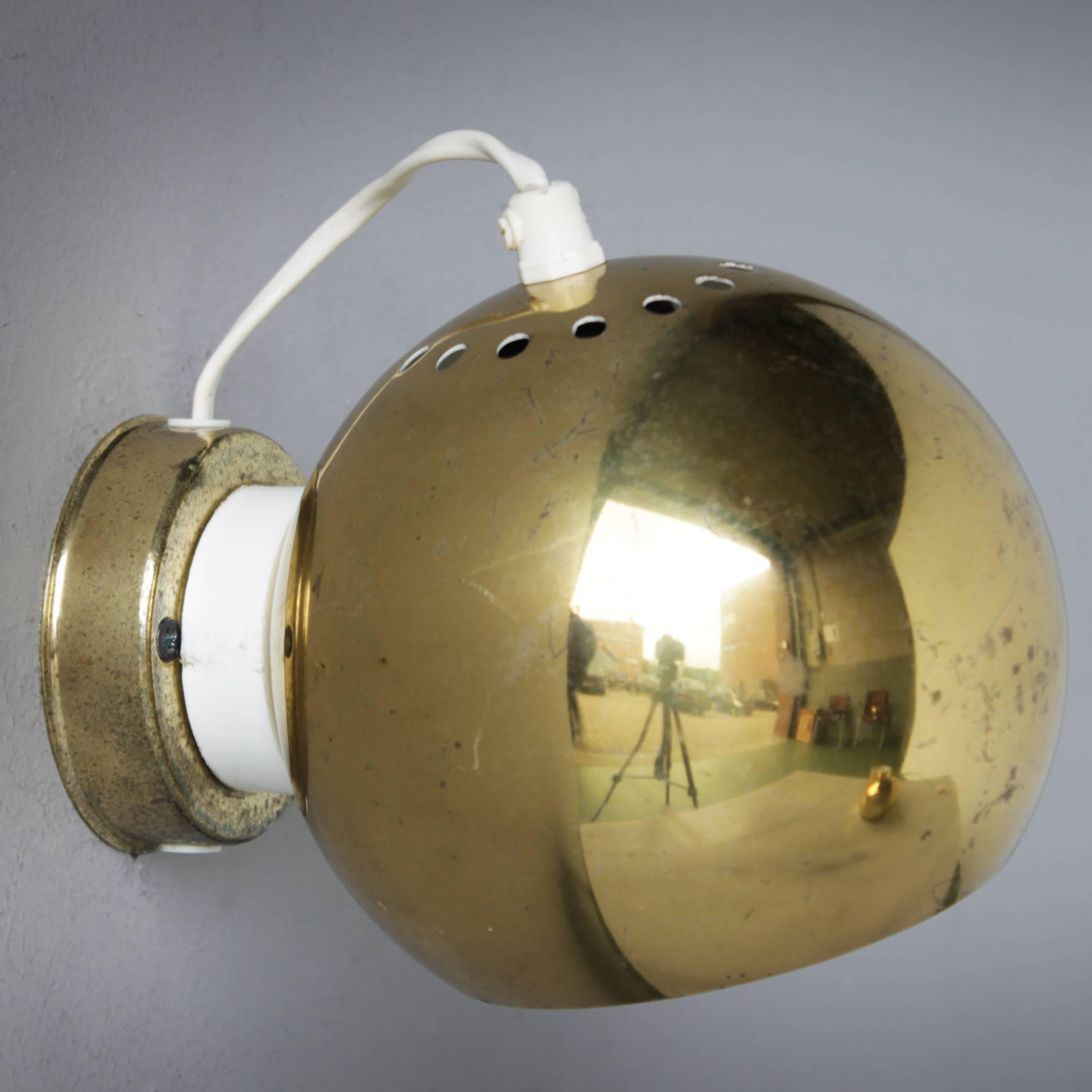 Late 20th Century Three Magnetic Brass Ball Lights by Reggiani