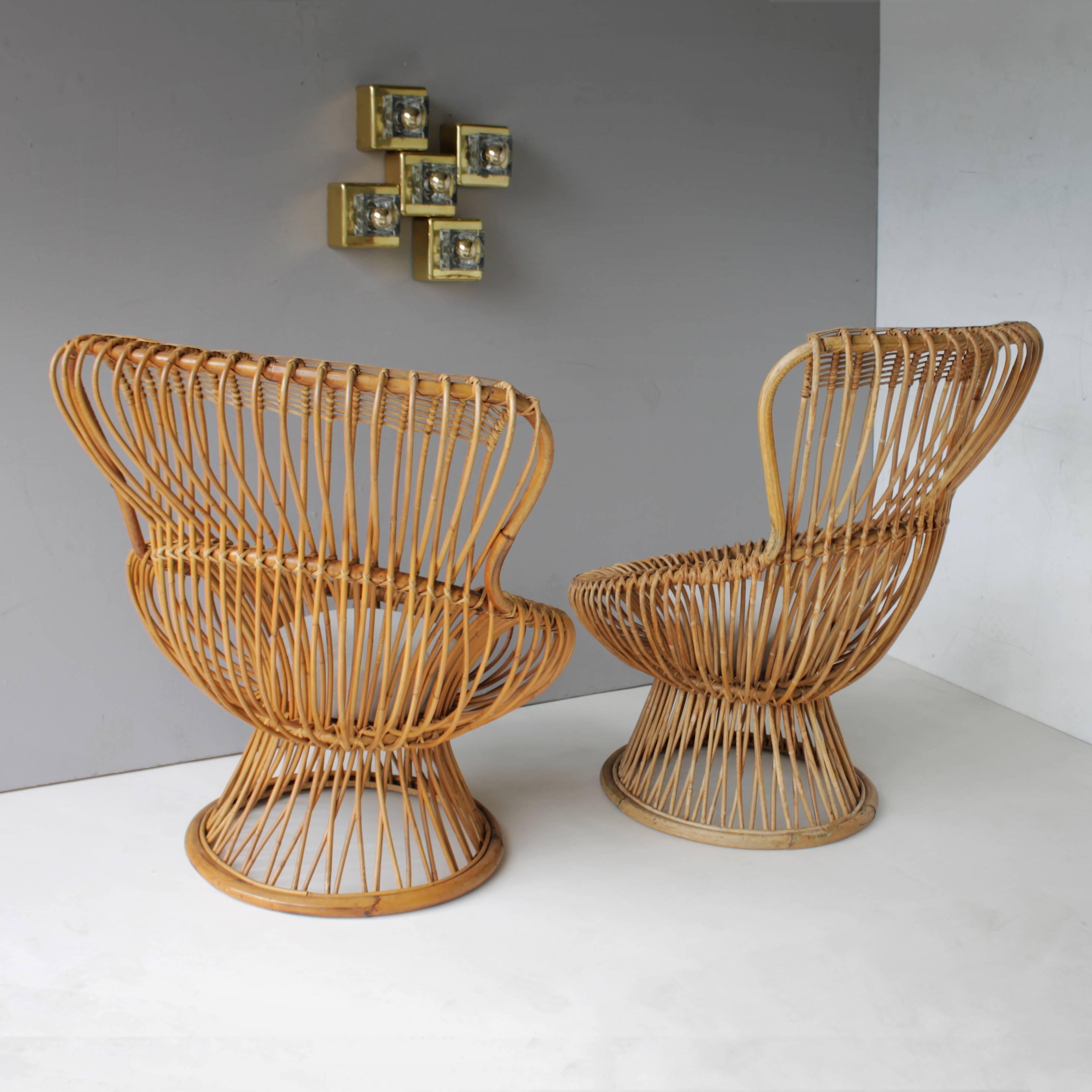Mid-Century Modern Pair of Margherita's and Ottoman by Franco Albini for Bonacina