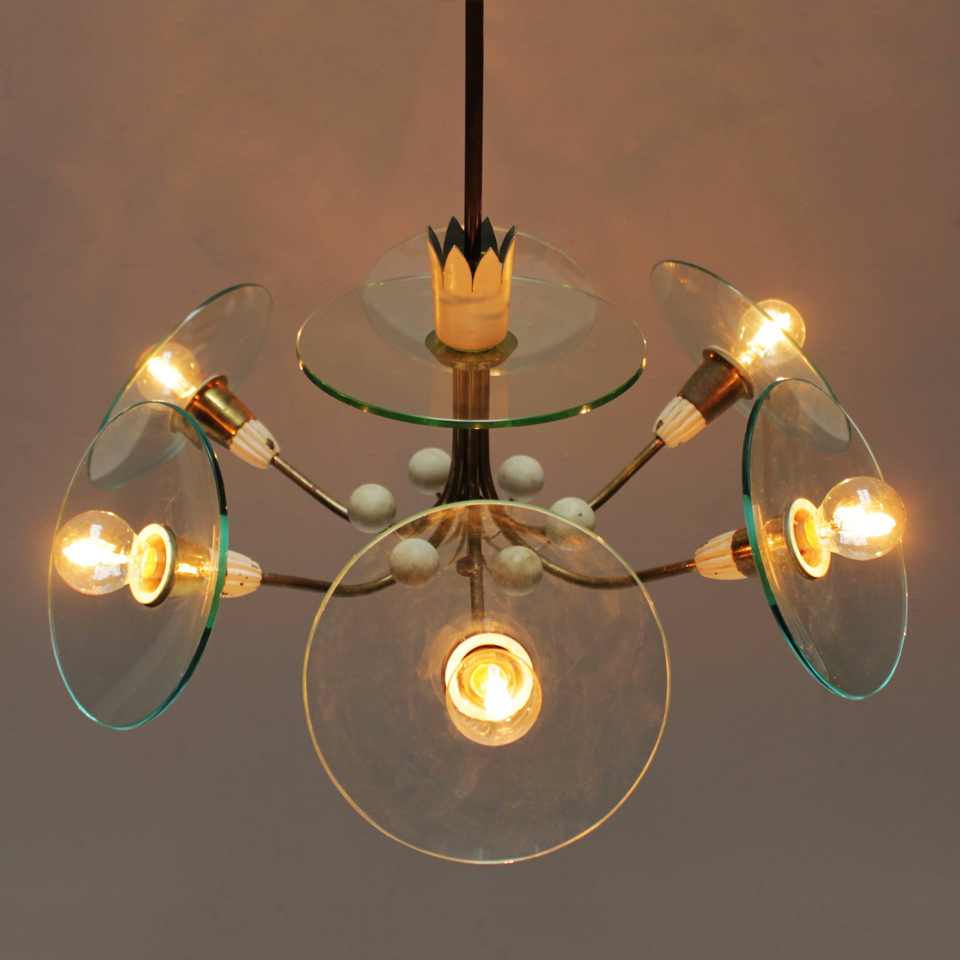 Italian Chandelier in the Style of Pietro Chiesa, Italy For Sale