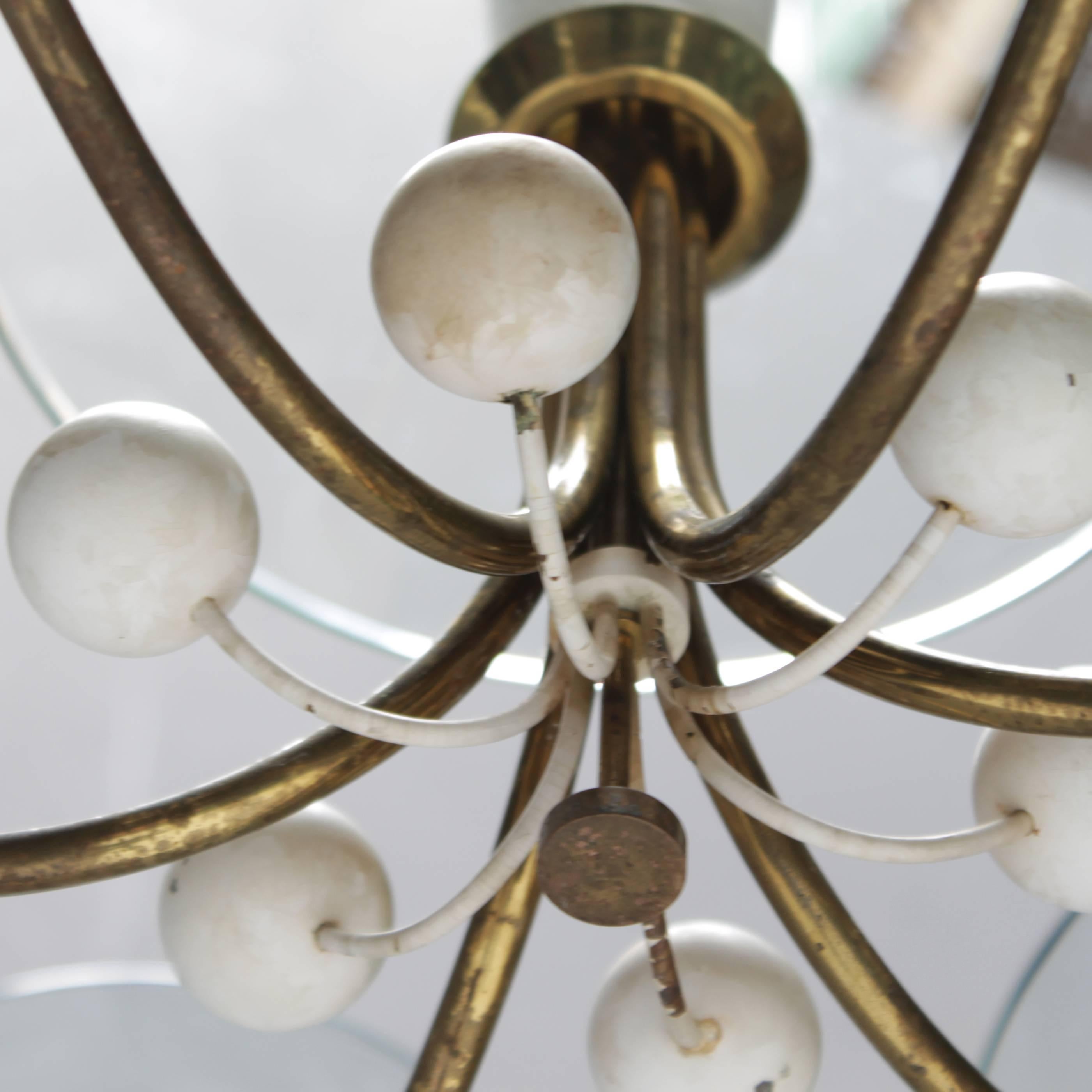 Brass Chandelier in the Style of Pietro Chiesa, Italy For Sale