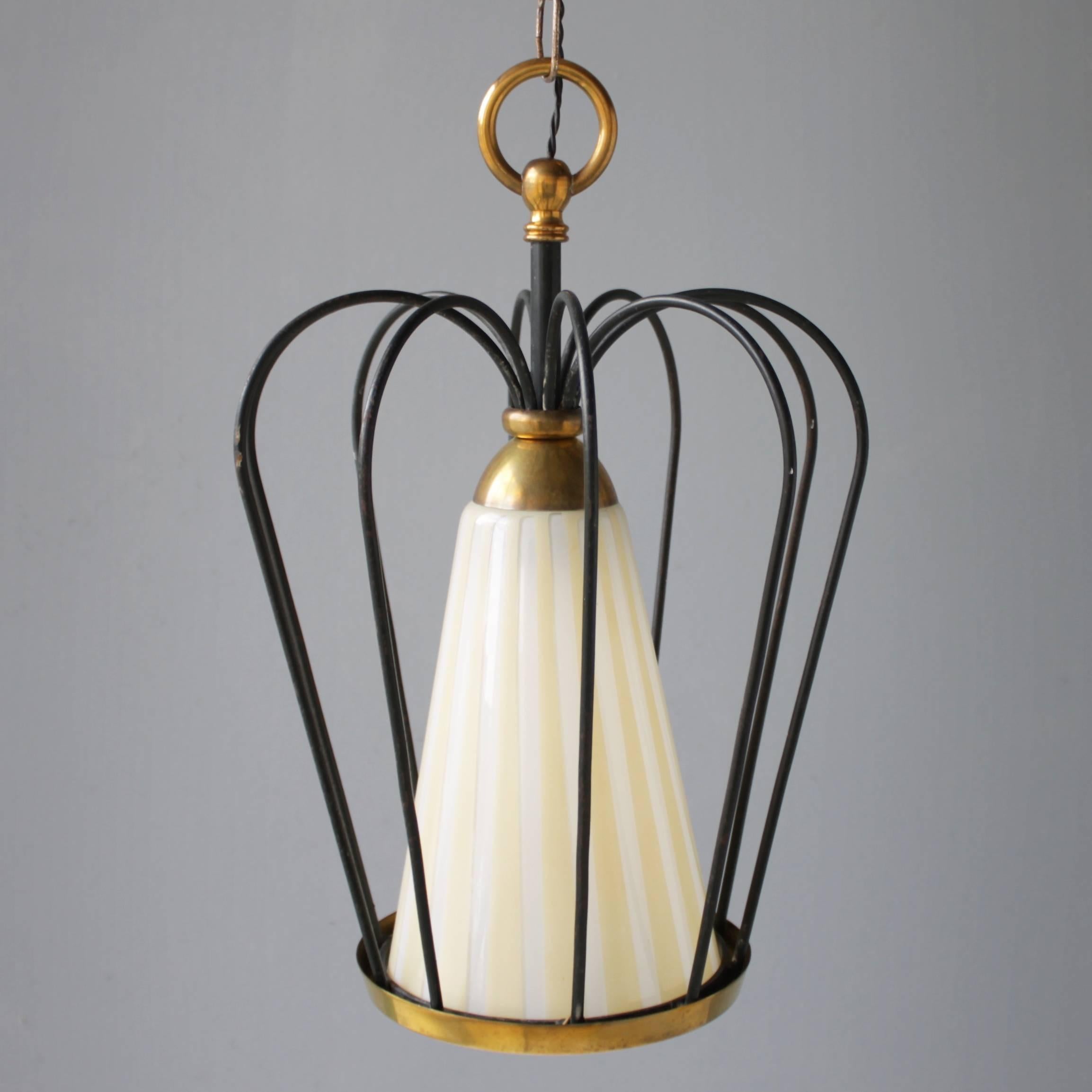 Brass Italian Pendant in the Style of Stilnovo