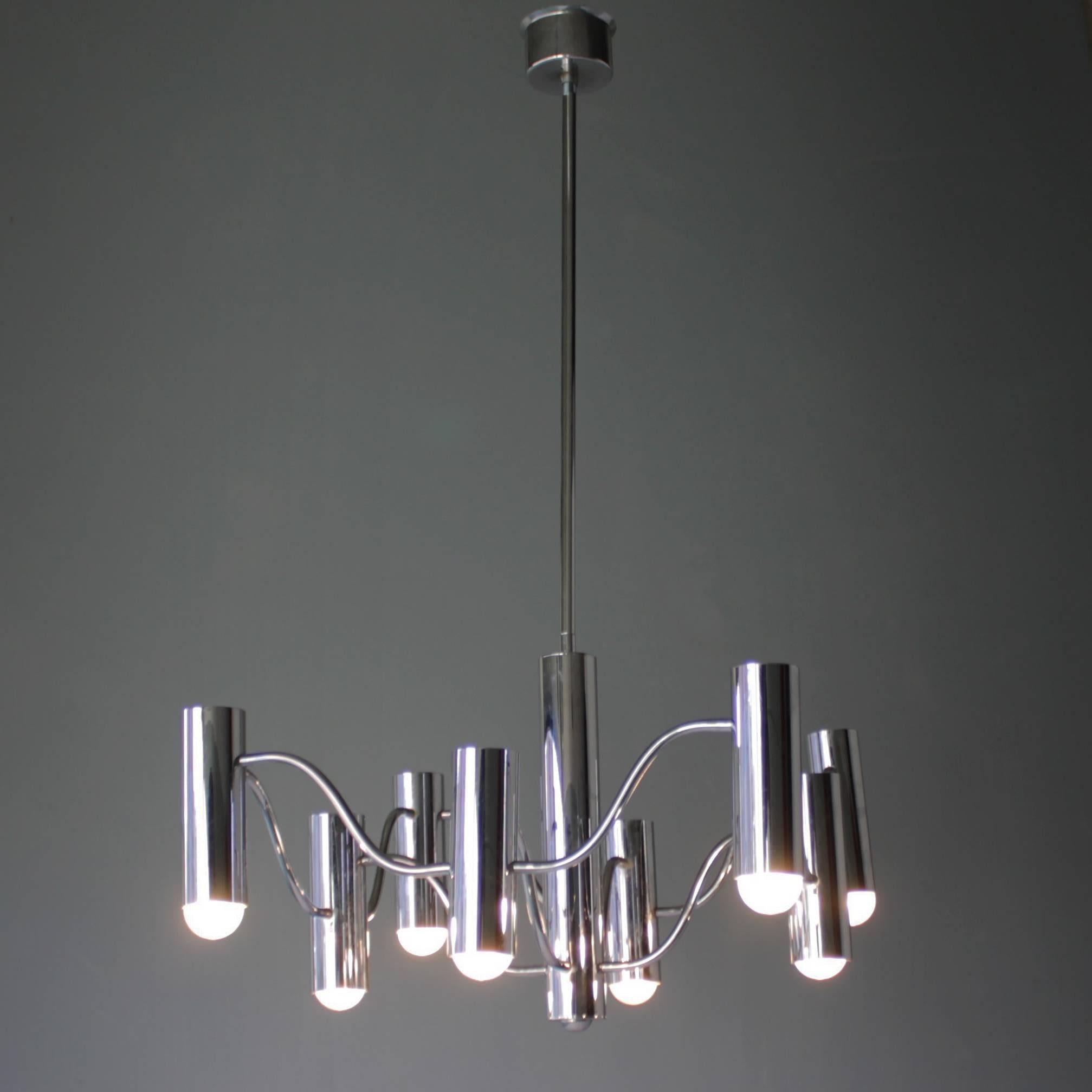 Mid-Century Modern Chrome Chandelier by Sciolari for Boulanger For Sale