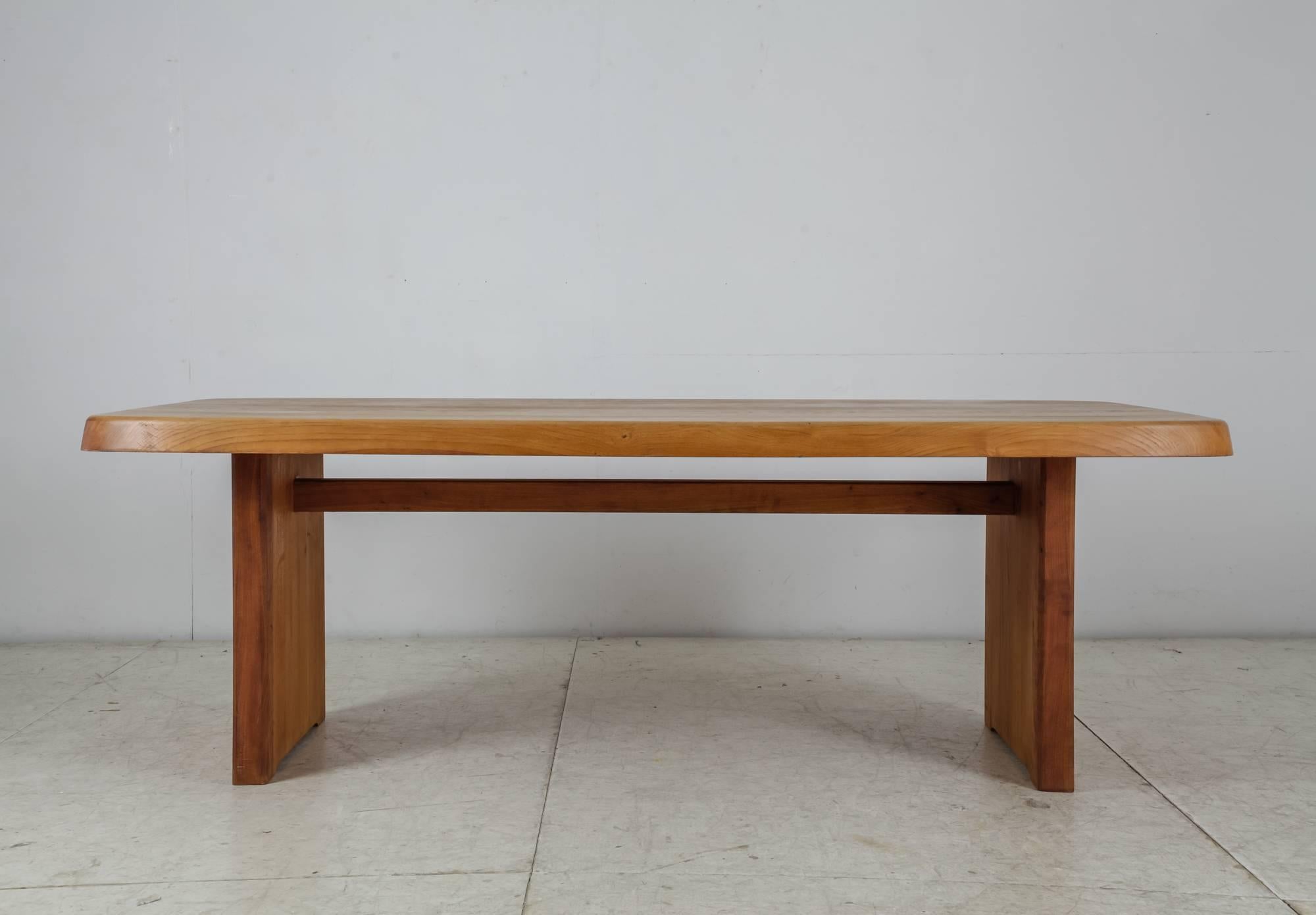 French Pierre Chapo Large Custom-Made Elm Dining Table, France, 1960s For Sale