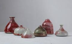 Franco Agnese Set of Six Ceramic Vases in Red Tone, France, 1960s