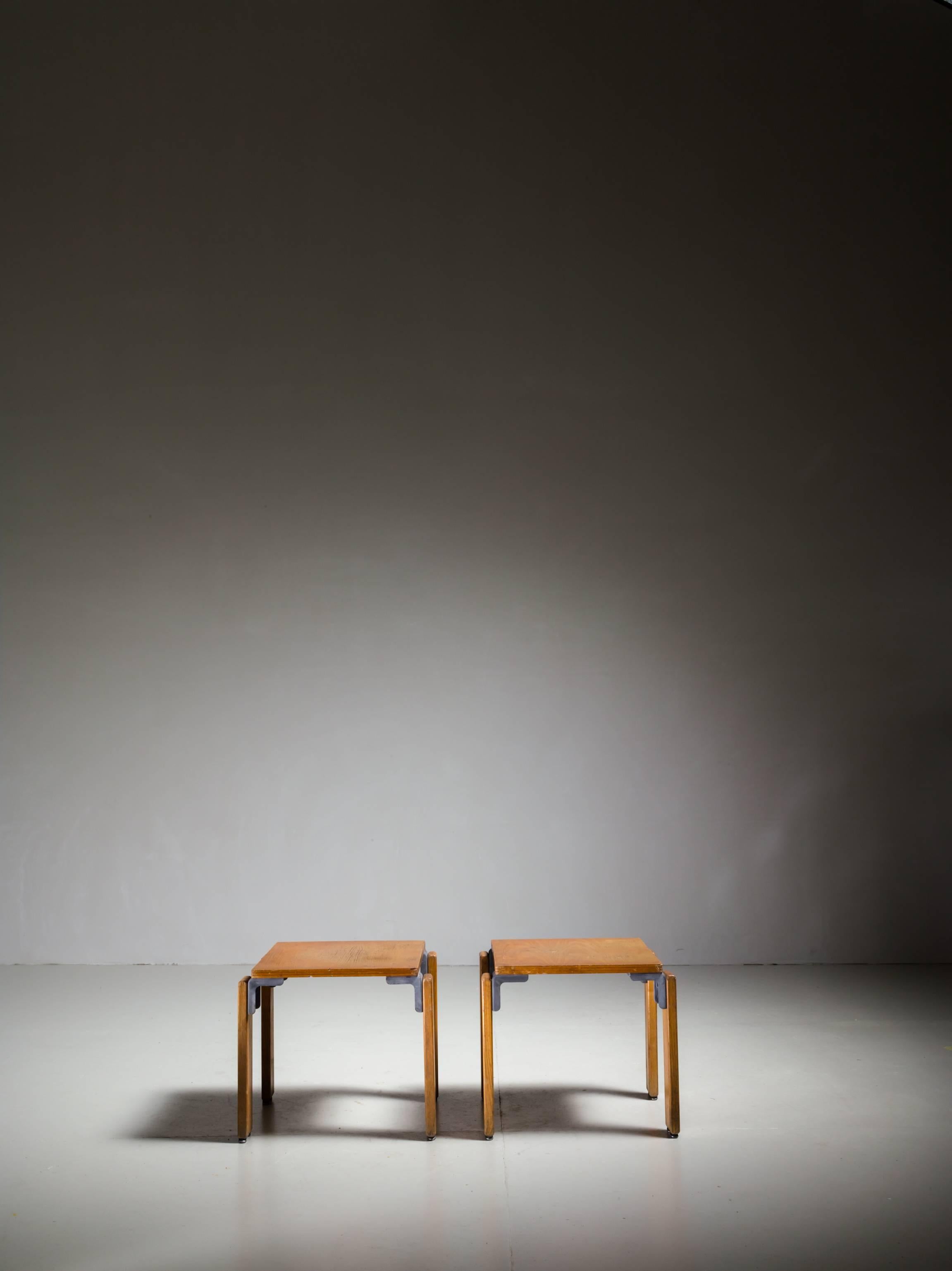 Mid-Century Modern Georges Candilis & Anja Blomstedt Pair of Stools or Side Tables, France, 1968 For Sale