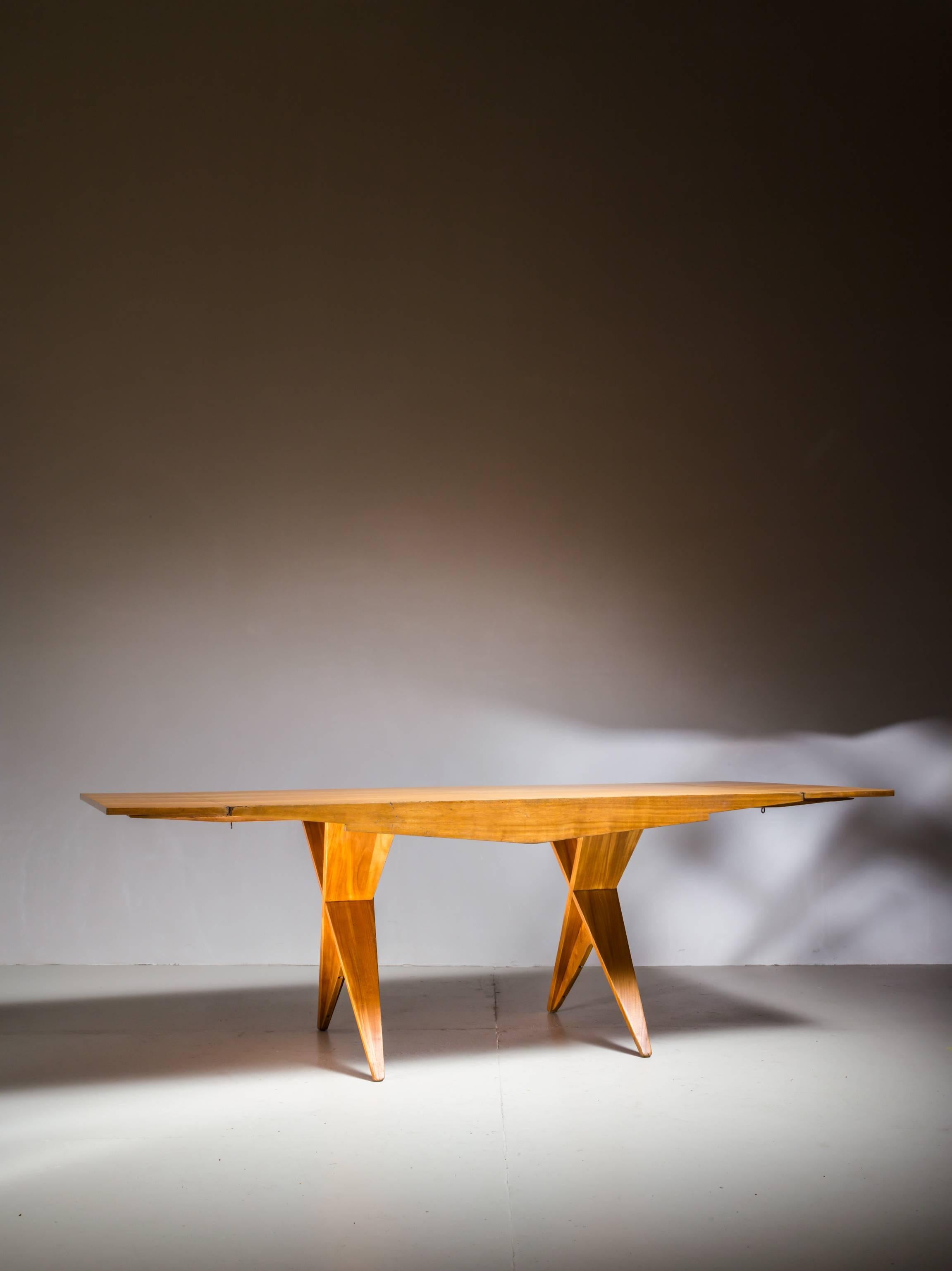 Mid-Century Modern Dan Johnson Architectural and Extendable Dining Table, American, 1947 For Sale