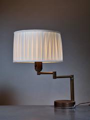Walter Von Nessen Swing-Arm Table Lamp in Brass, American, 1950s
