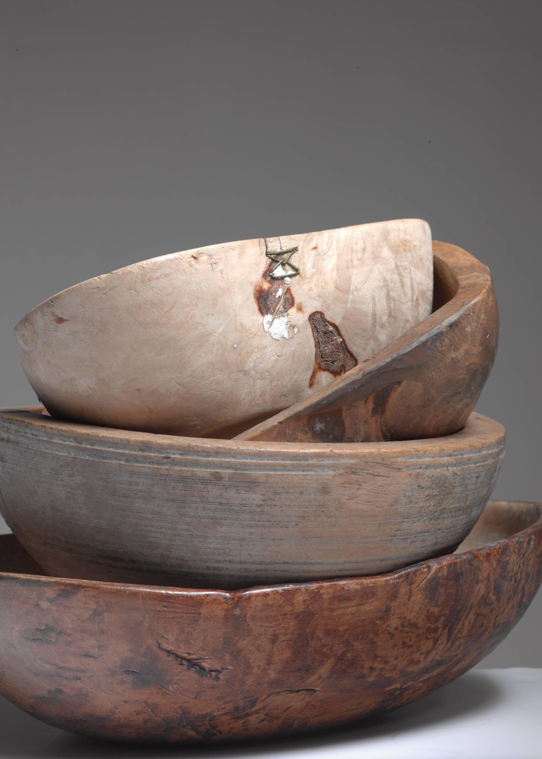 Four Wooden Folk Art Bowls from Sweden, 19th Century For Sale 2