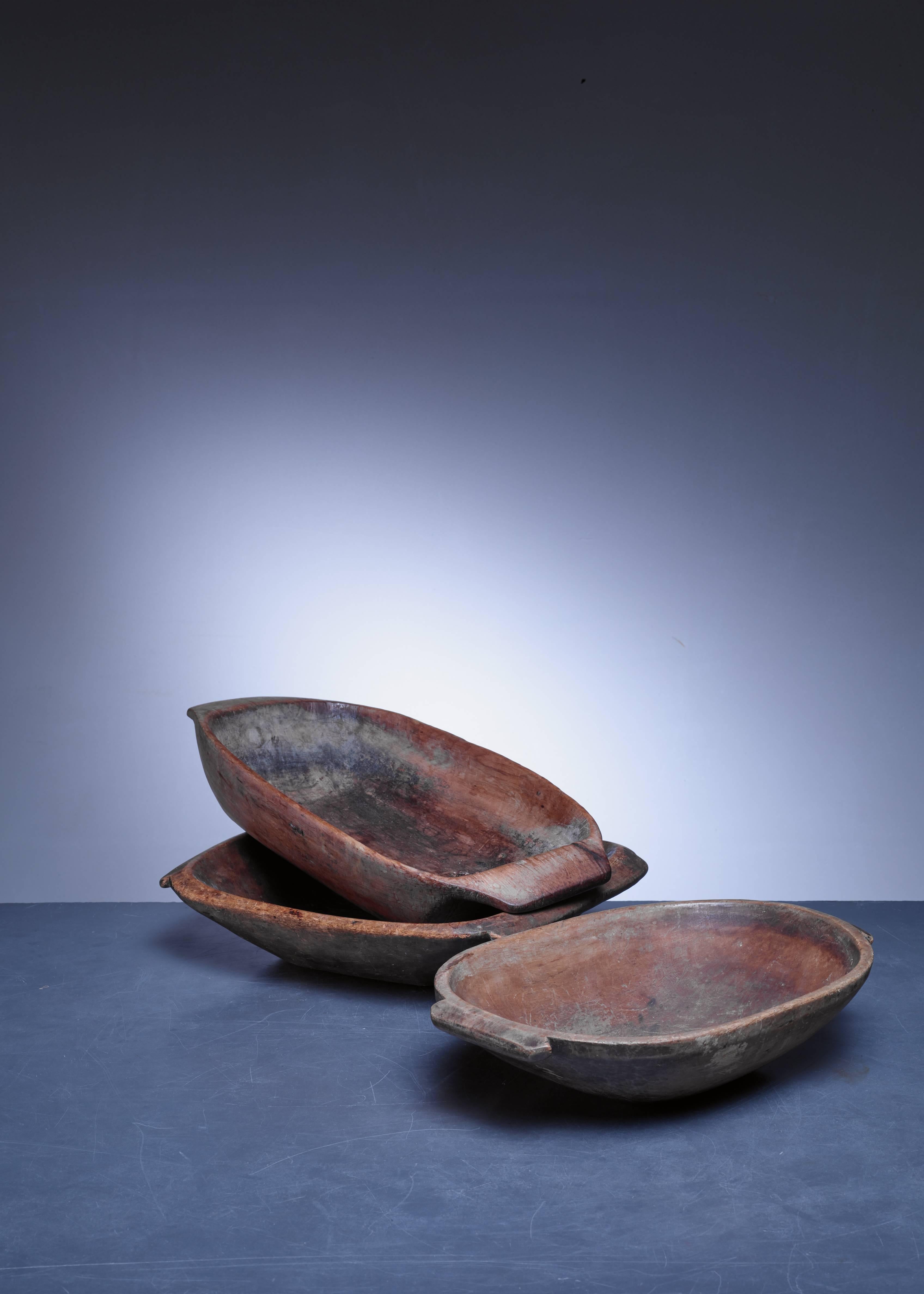 Folk Art Pair of wooden folk art bowls, Sweden, 19th Century For Sale