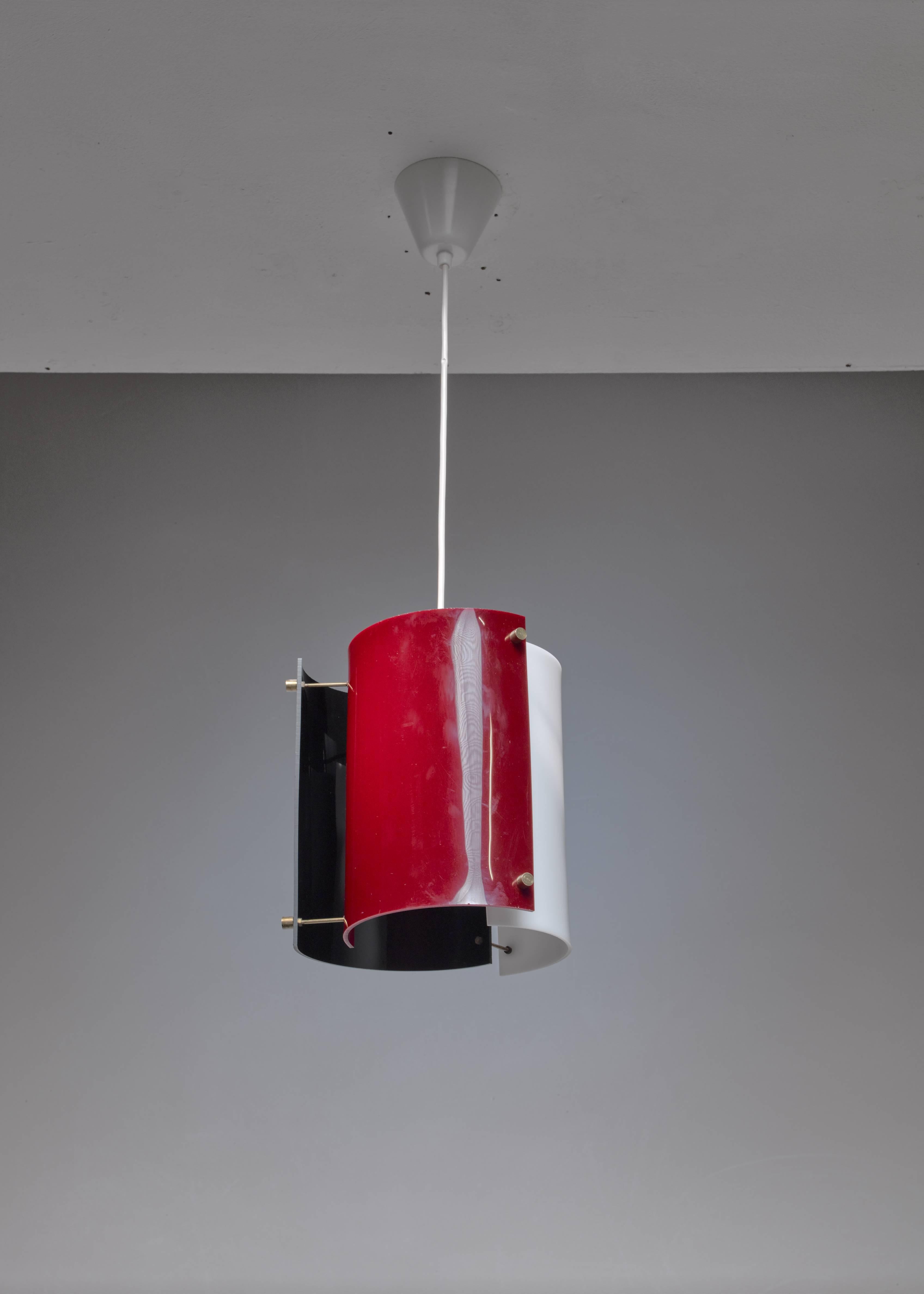 Scandinavian Modern Yki Nummi Plexiglass Pendant Lamp for Orno, Finland, 1960s
