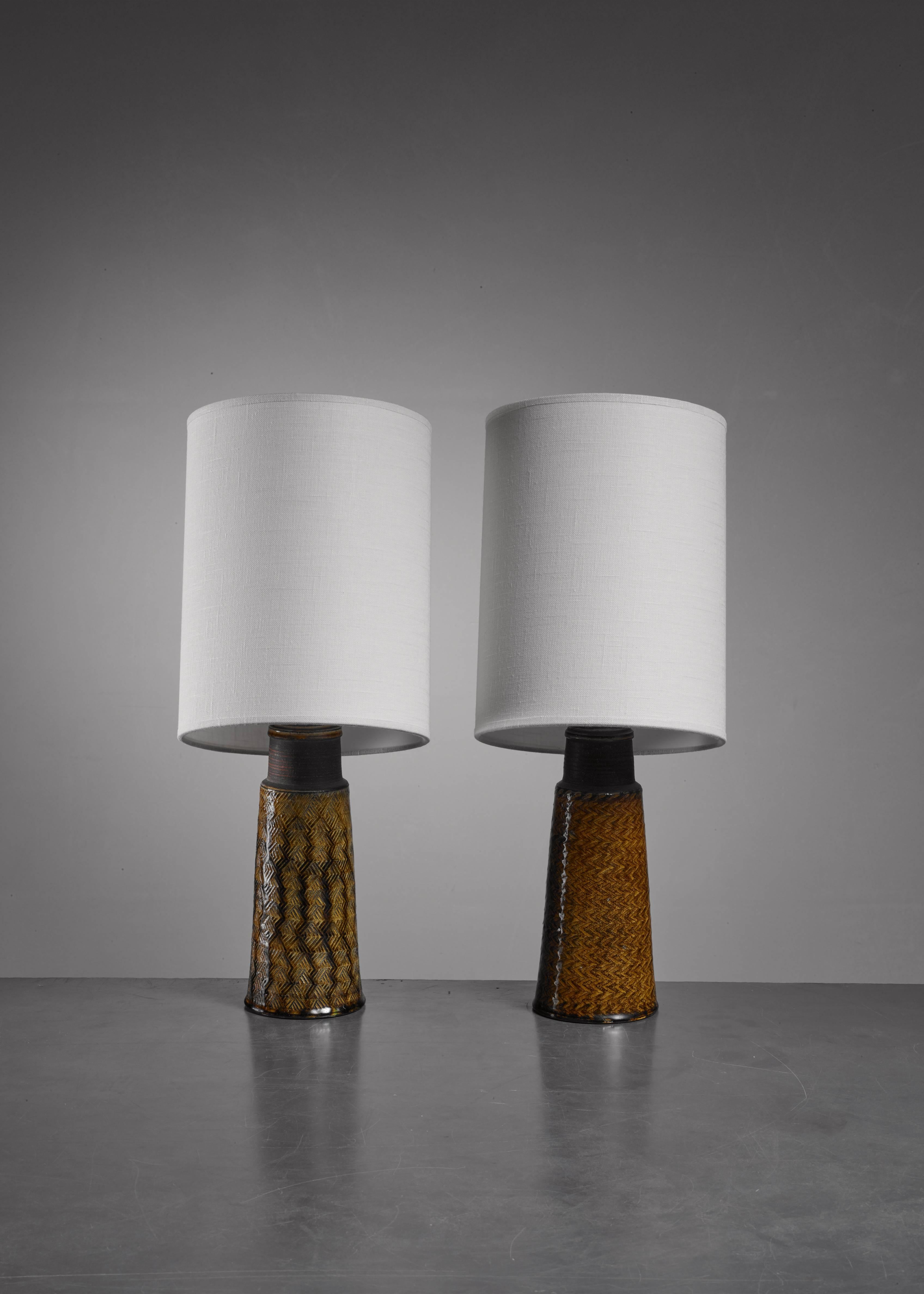 Scandinavian Modern Pair of Kähler Ceramic Table Lamps, Denmark, 1960s For Sale