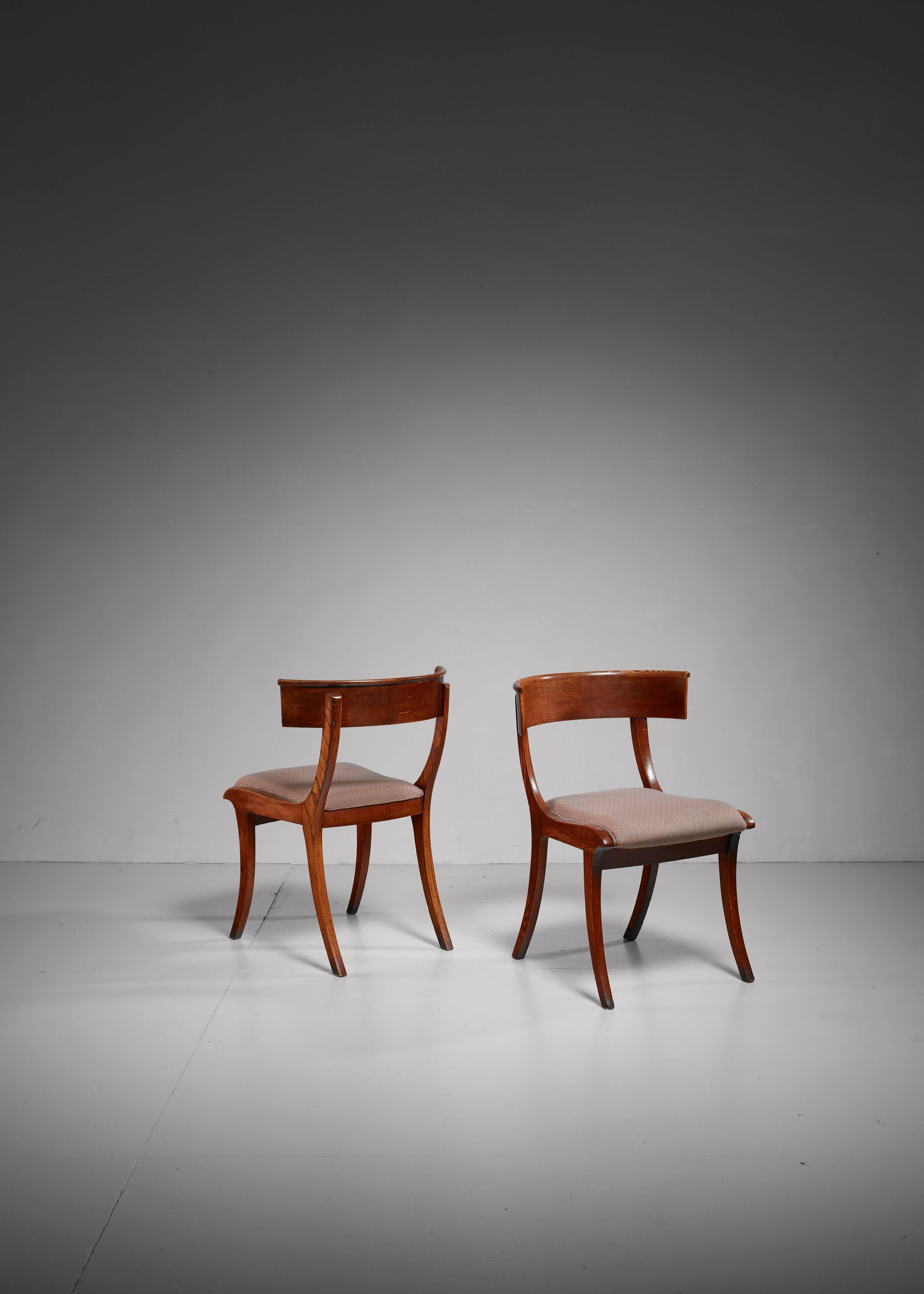 Neoclassical Pair of Danish Klismos Chairs, Early 20th Century For Sale
