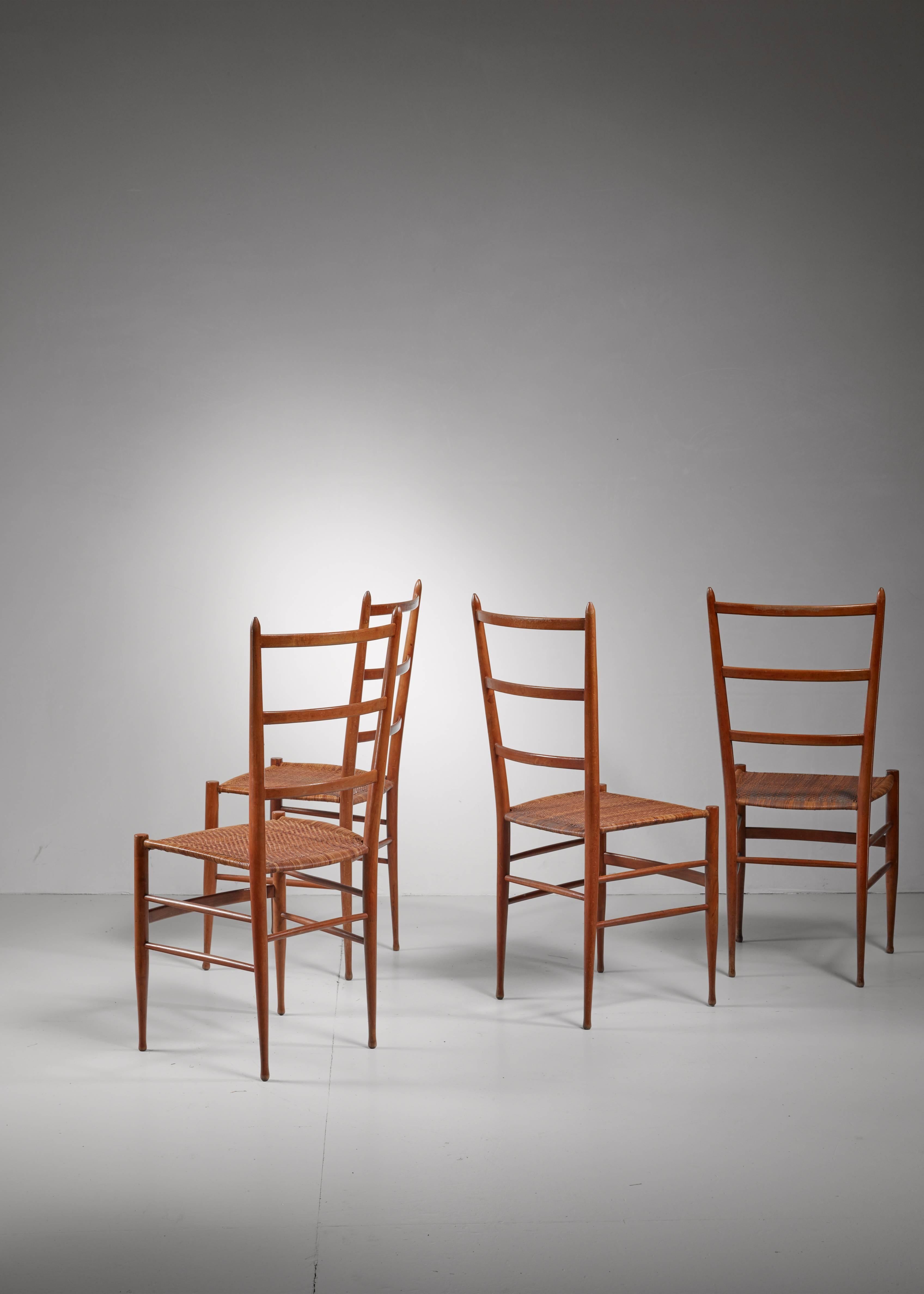 Italian Set of Four Chiavari Chairs, Italy, 1950s