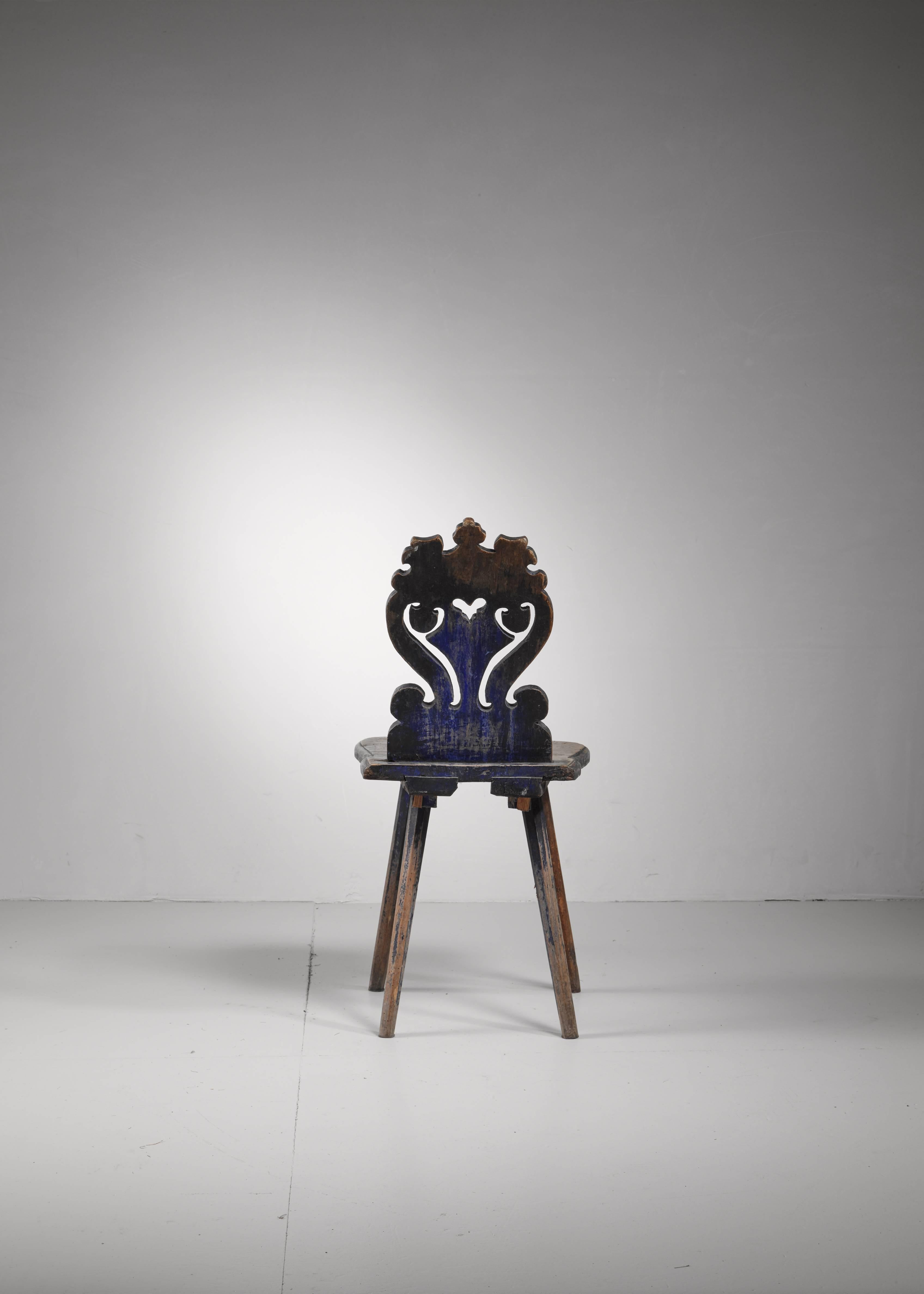 Wood  Swedish Folk Art Chair, 19th Century