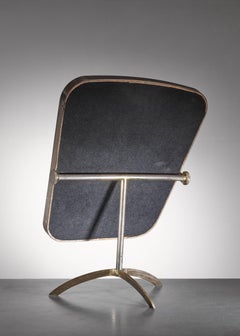 Brass Tilting Console Mirror with White Inside Rim, Germany, 1950s