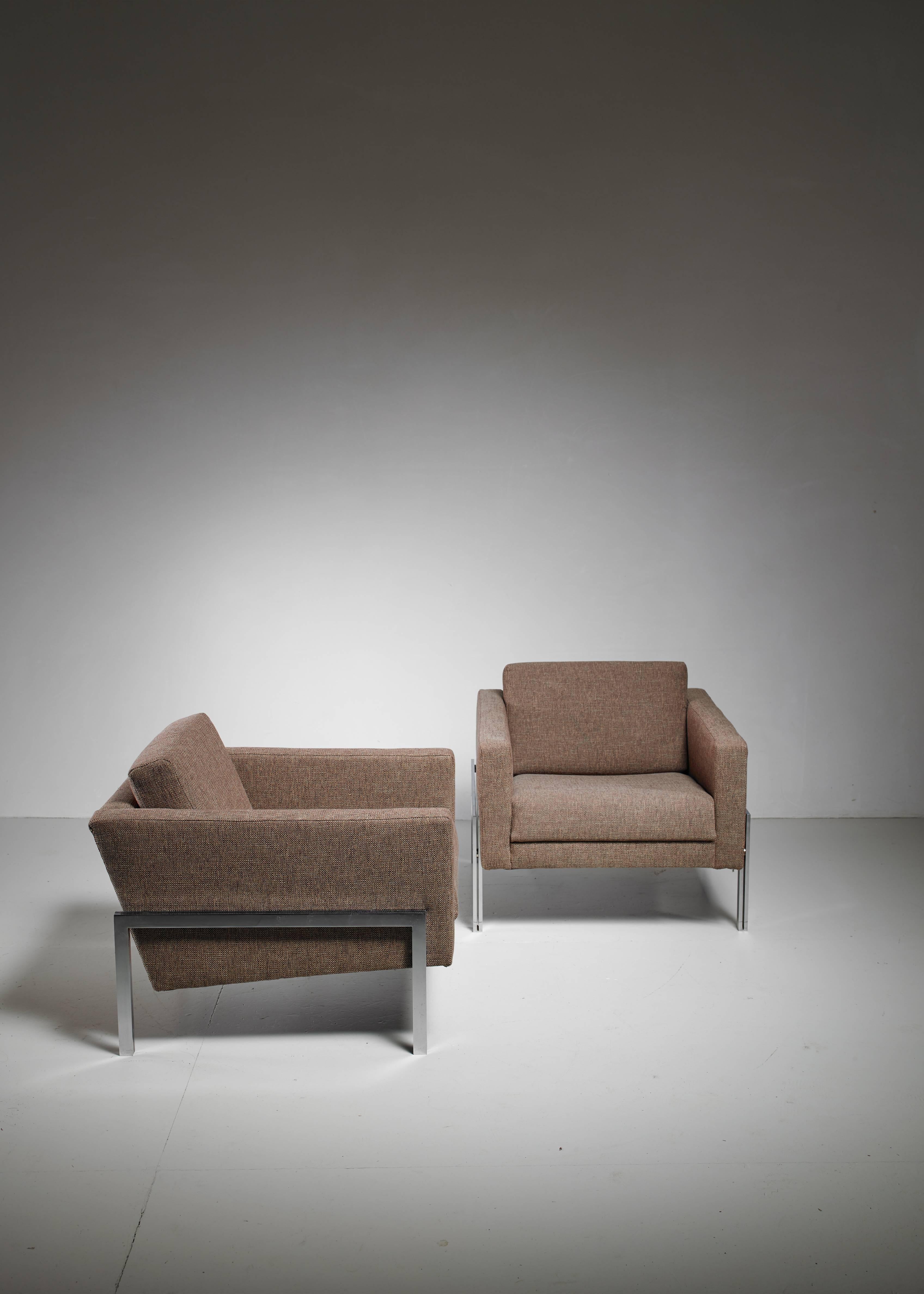 Mid-Century Modern Kurt Thut Pair of Lounge Chairs, Switzerland, 1960s For Sale