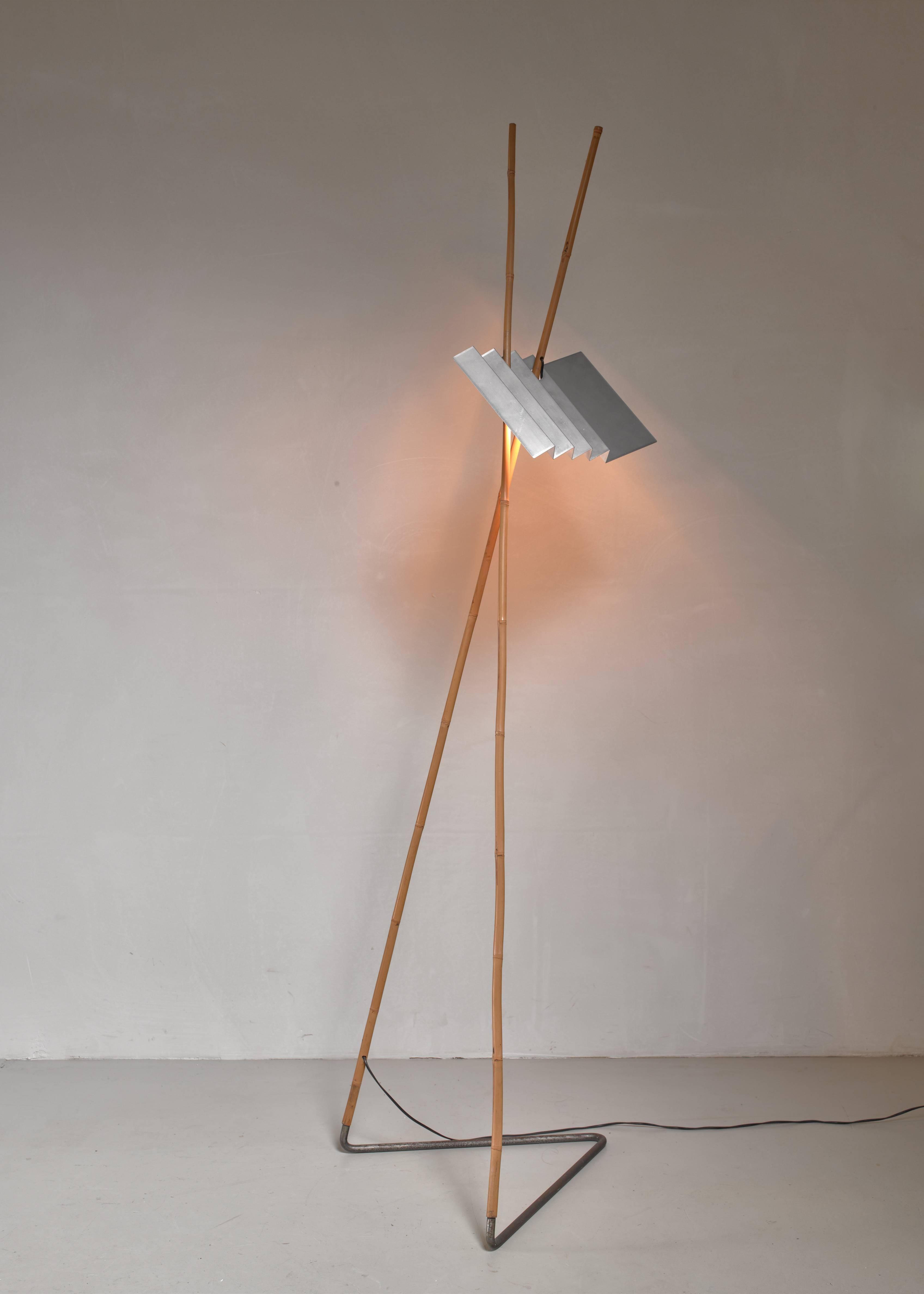 Aluminum Rare Floor Lamp by Dutch Designer Anke Kamerman, 1980s For Sale