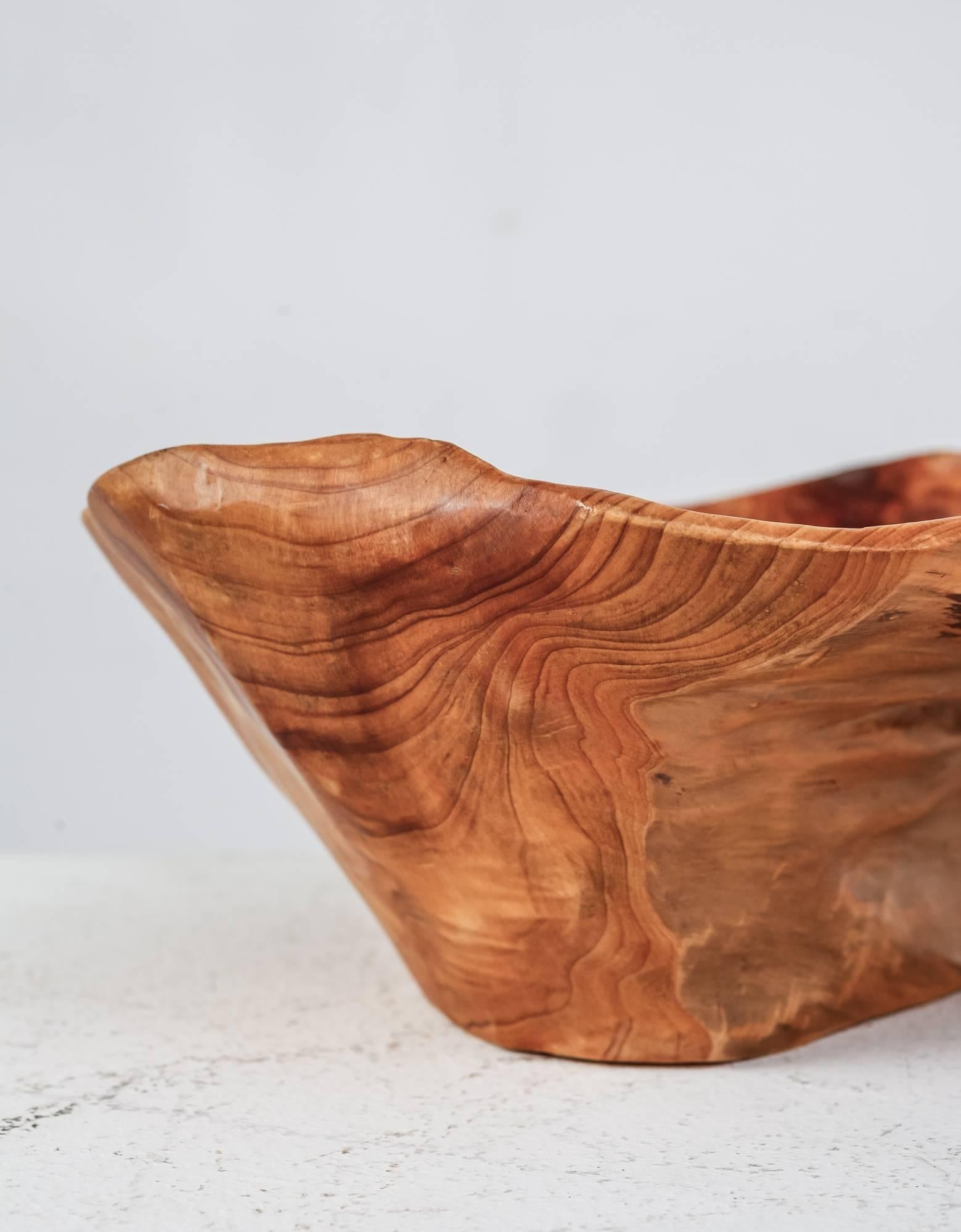 Carved Organically Shaped Wooden Bowl, Signed 'CC 72', USA