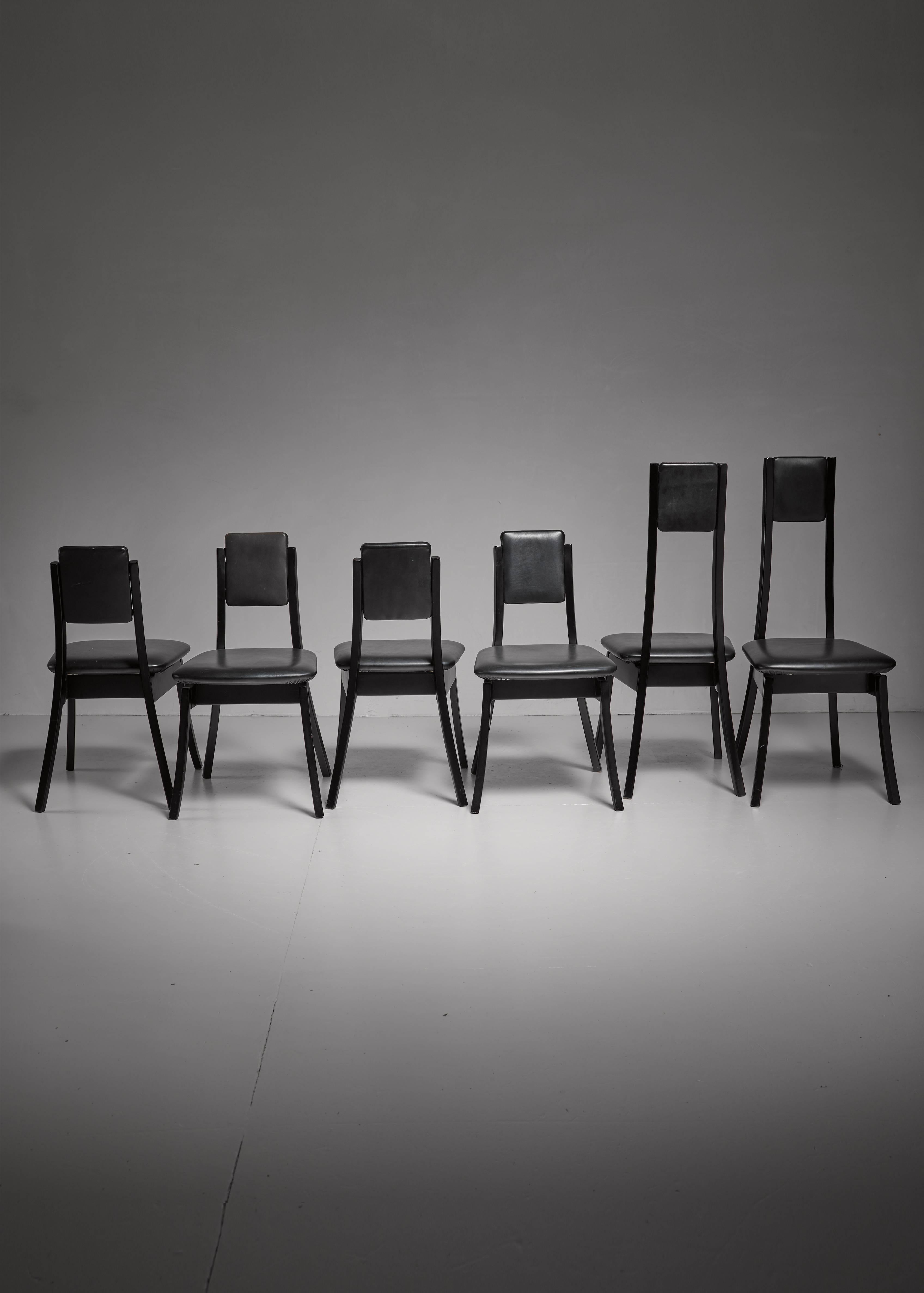 Mid-Century Modern Angelo Mangiarotti Set of Six Dining Chairs, Italy, 1970s For Sale