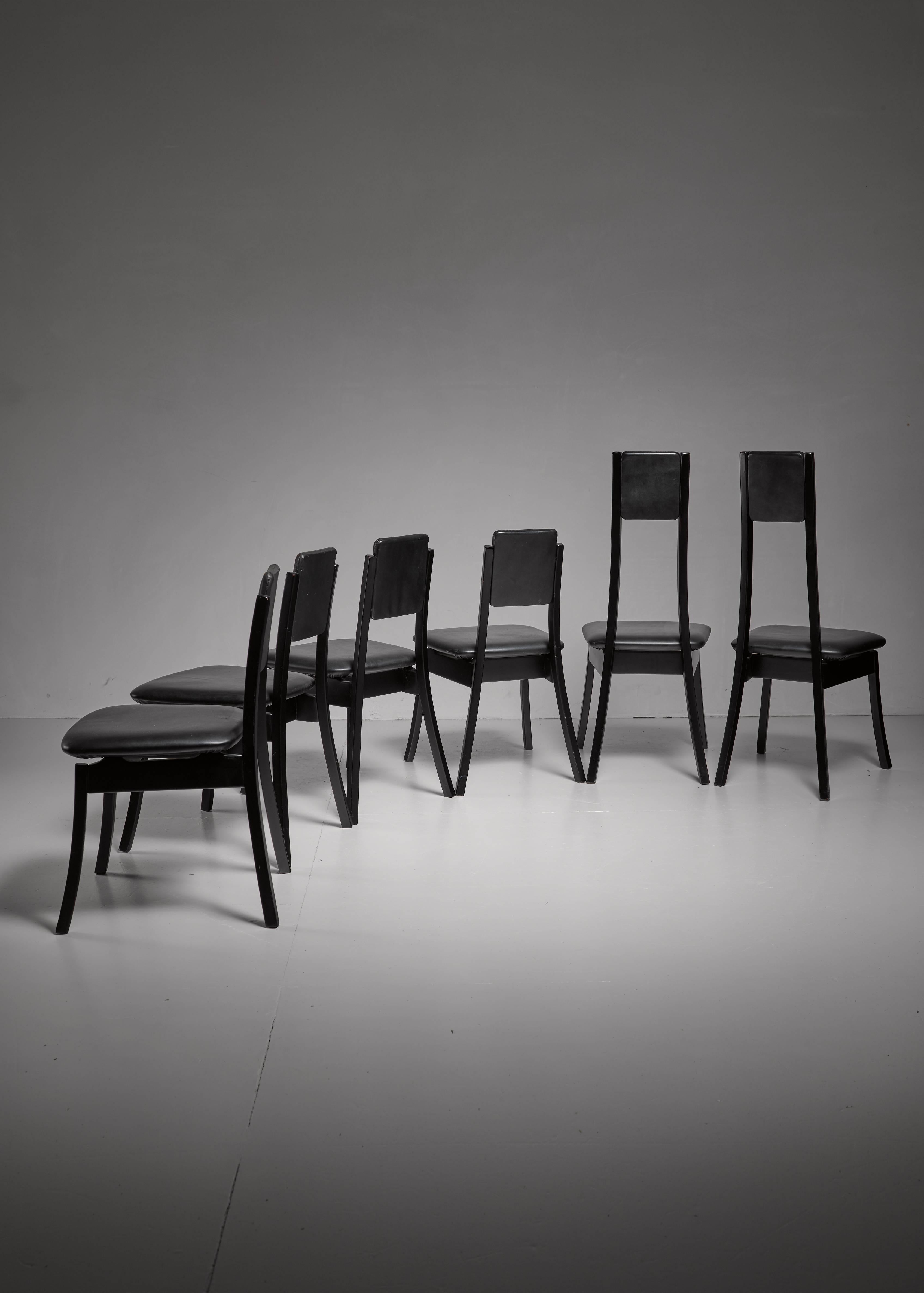 Italian Angelo Mangiarotti Set of Six Dining Chairs, Italy, 1970s For Sale