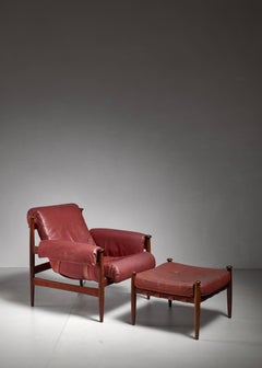 Eric Merthen Lounge Chair with Ottoman, Sweden, 1960s