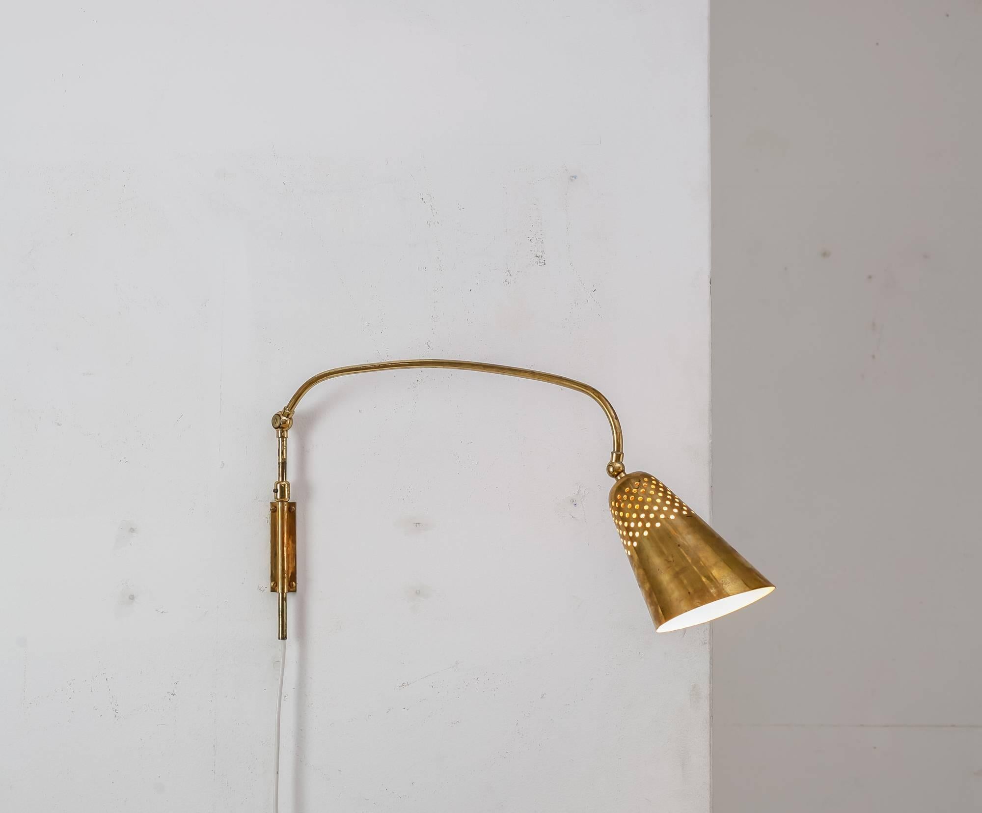 Brass Swiveling Wall Applique, Sweden, 1940s In Good Condition In Maastricht, NL