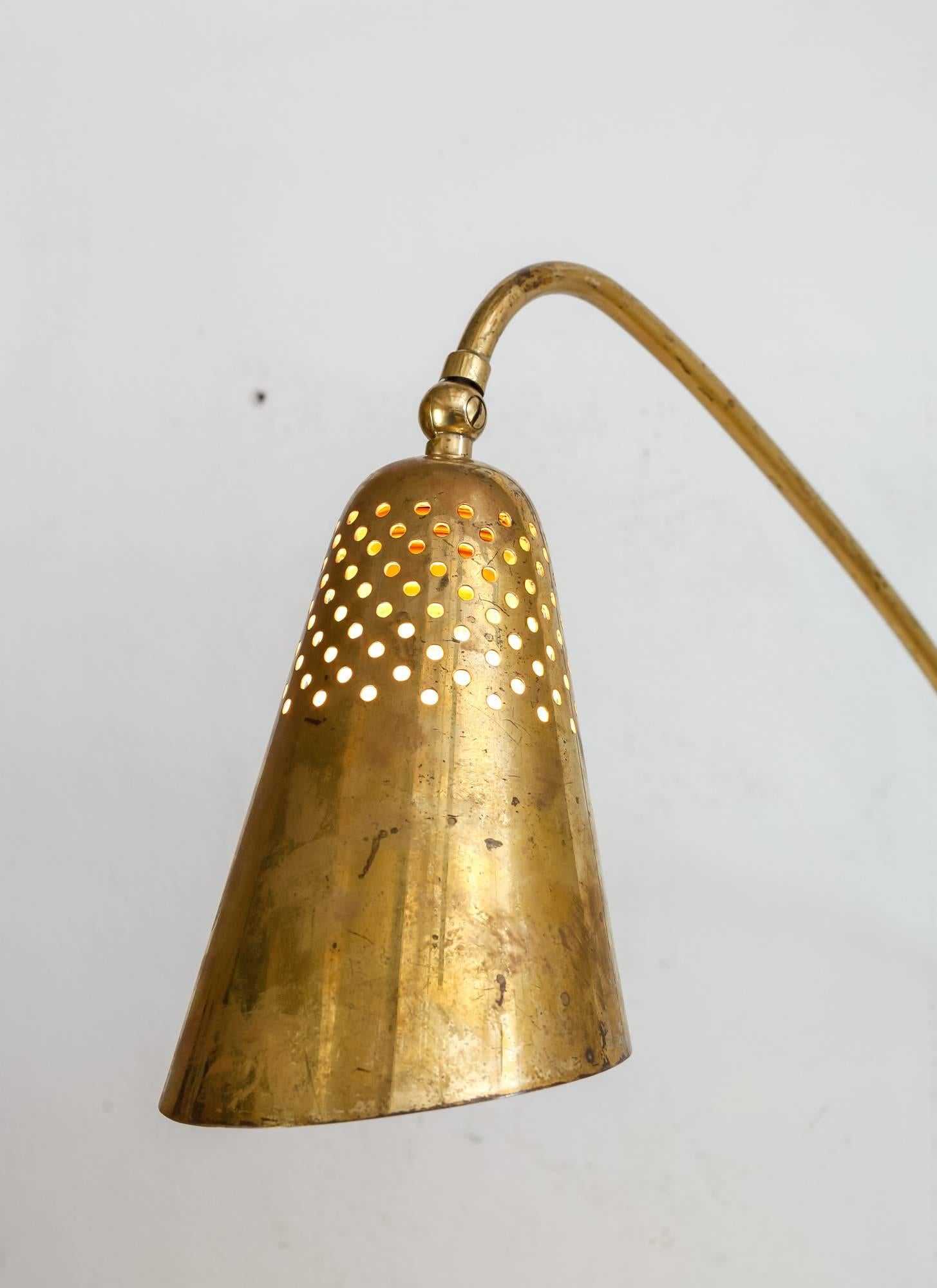 Mid-20th Century Brass Swiveling Wall Applique, Sweden, 1940s